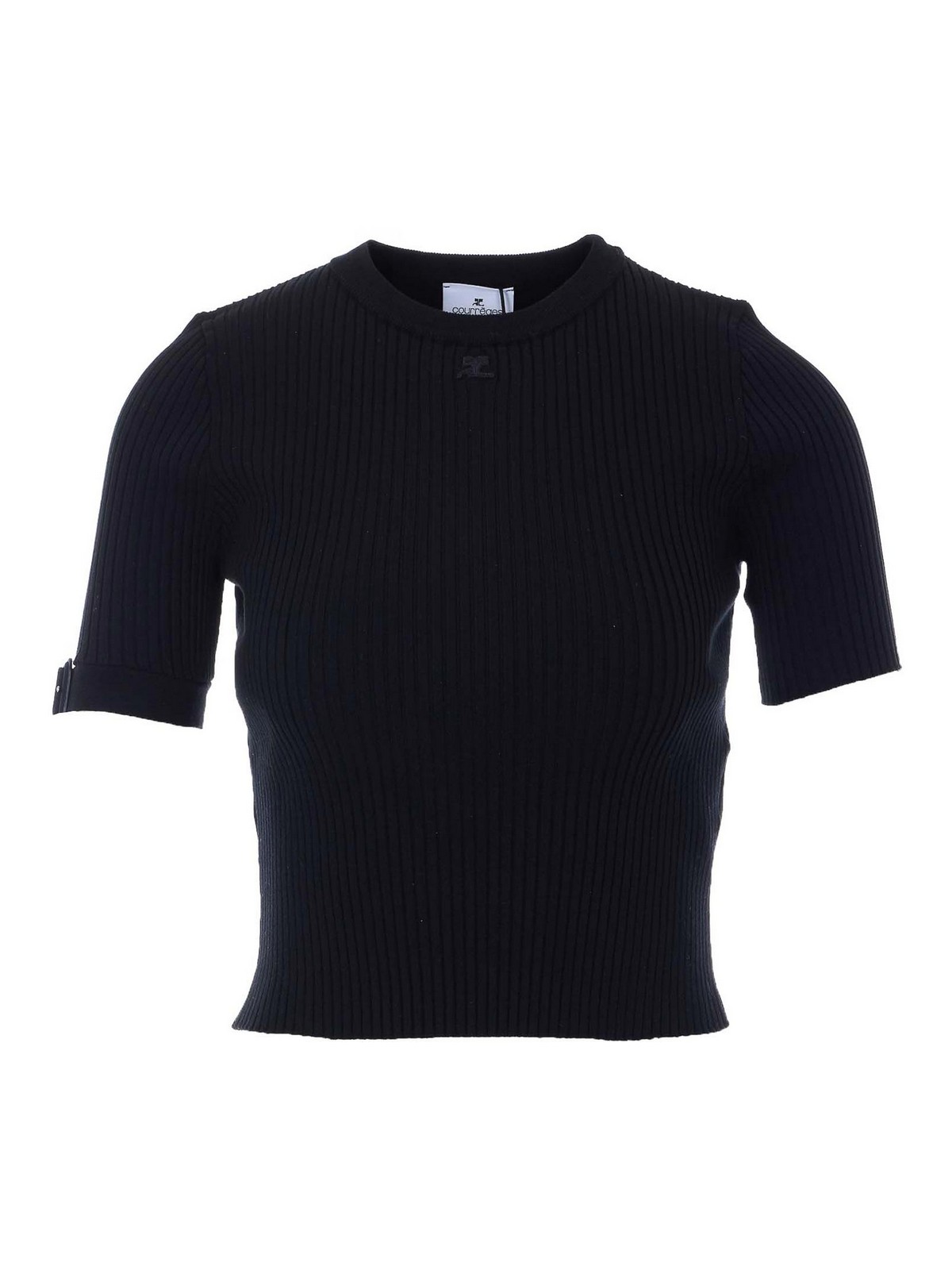 Black Buckle Knitted Top 126MPU267FI00019999 (Courrèges / ニット・セーター・カーディガン ) | Courrèges (クレージュ)