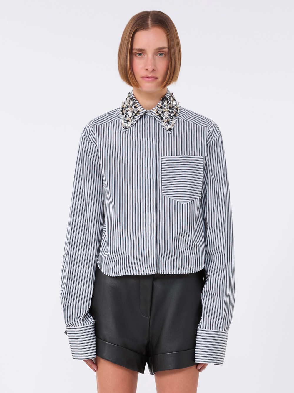 STRIPED POPLIN CROP SHIRT SPXQUAGGA003 (Sportmax / シャツ・ブラウス ) | Sportmax (スポーツマックス)(1)