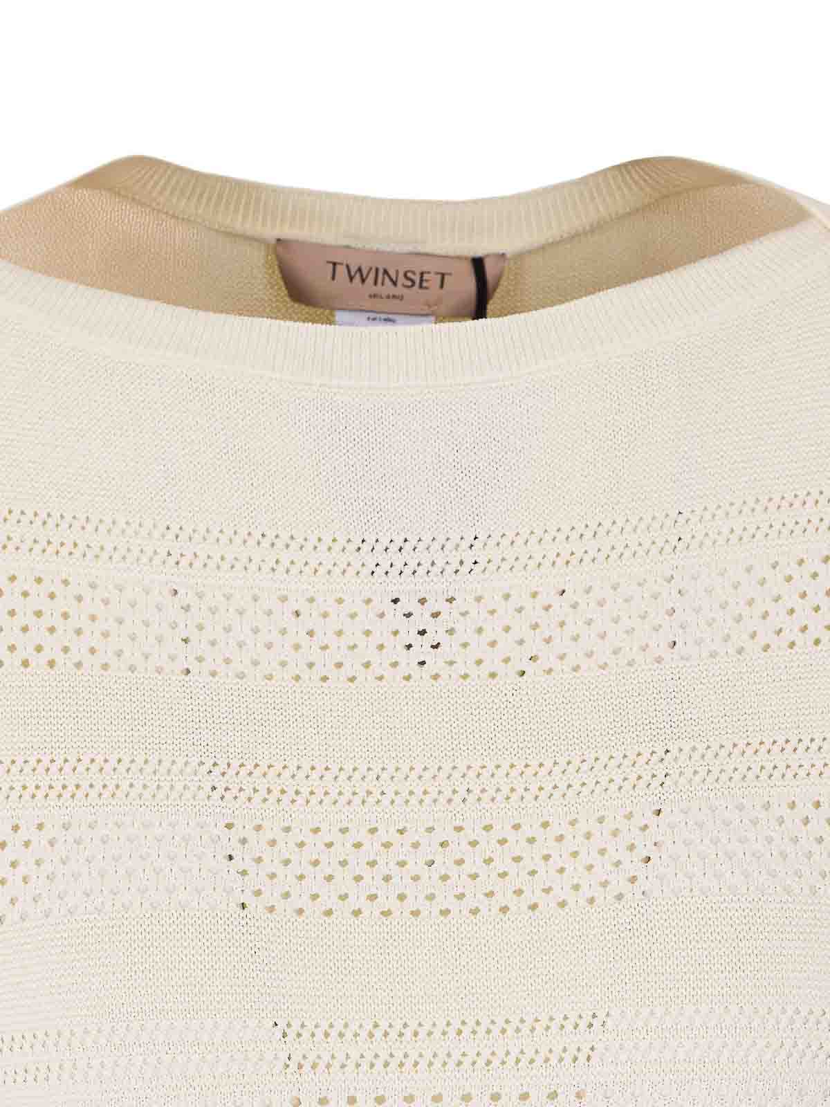 Cream Knitted T-Shirt 261TP308200059 (TWINSET / ニット・セーター・カーディガン ) | TWINSET (ツインセット)(3)