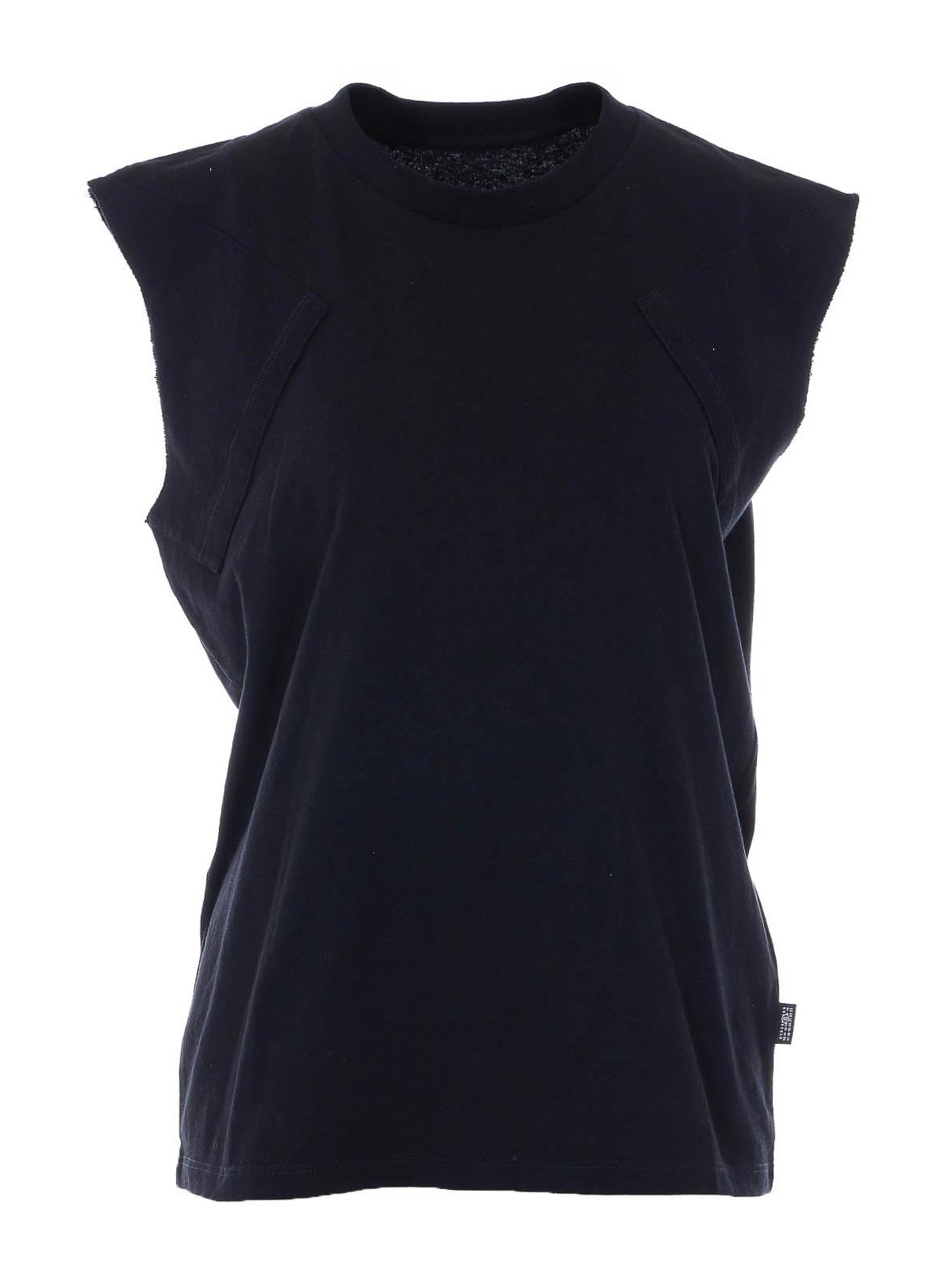 Black T-Shirt S52NL0074M20050900 (MM6 Maison Margiela / タンクトップ・キャミソール ) | MM6 Maison Margiela (エムエムシックス)