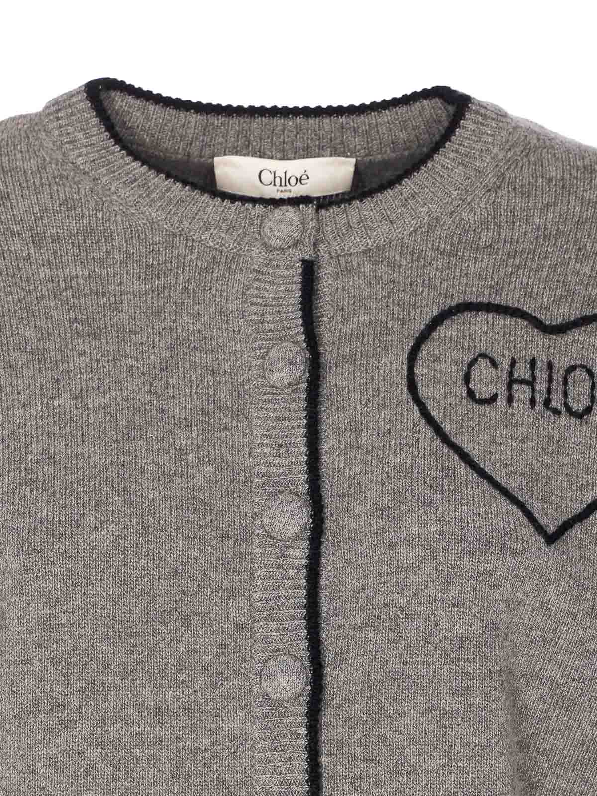 Grey Cardigan With Frontal Buttons Closure 26SMC08710012 (Chloé / ニット・セーター・カーディガン ) | Chloé (クロエ)(3)