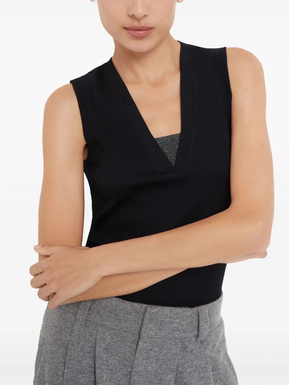 STRETCH COTTON JERSEY TANK TOP WITH PRECIOUS FAUX-LAYERING M0TC8EL672C101 (Brunello Cucinelli / タンクトップ・キャミソール ) | Brunello Cucinelli (ブルネロ・クチネリ)(1)