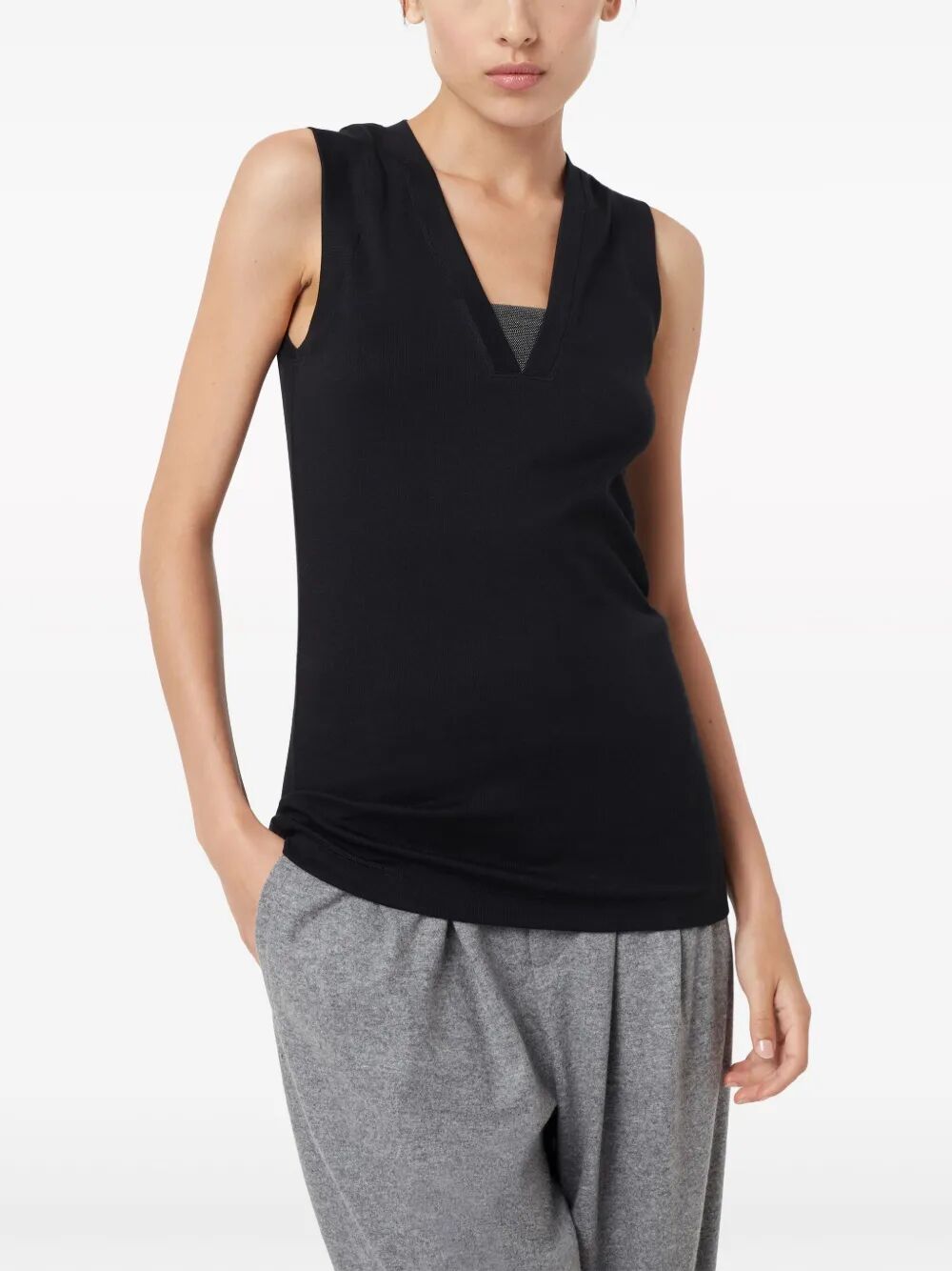 STRETCH COTTON JERSEY TANK TOP WITH PRECIOUS FAUX-LAYERING M0TC8EL672C101 (Brunello Cucinelli / タンクトップ・キャミソール ) | Brunello Cucinelli (ブルネロ・クチネリ)(4)