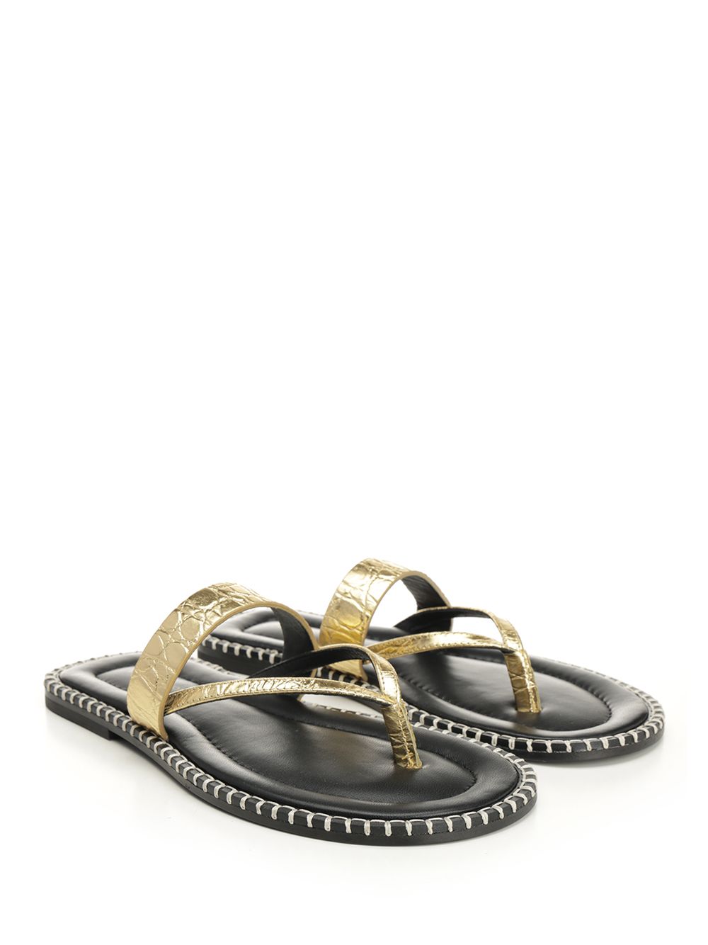 Metallic leather flip-flops 2610117740597954 (Dries Van Noten / サンダル ) | Dries Van Noten (ドリスヴァンノッテン)(1)