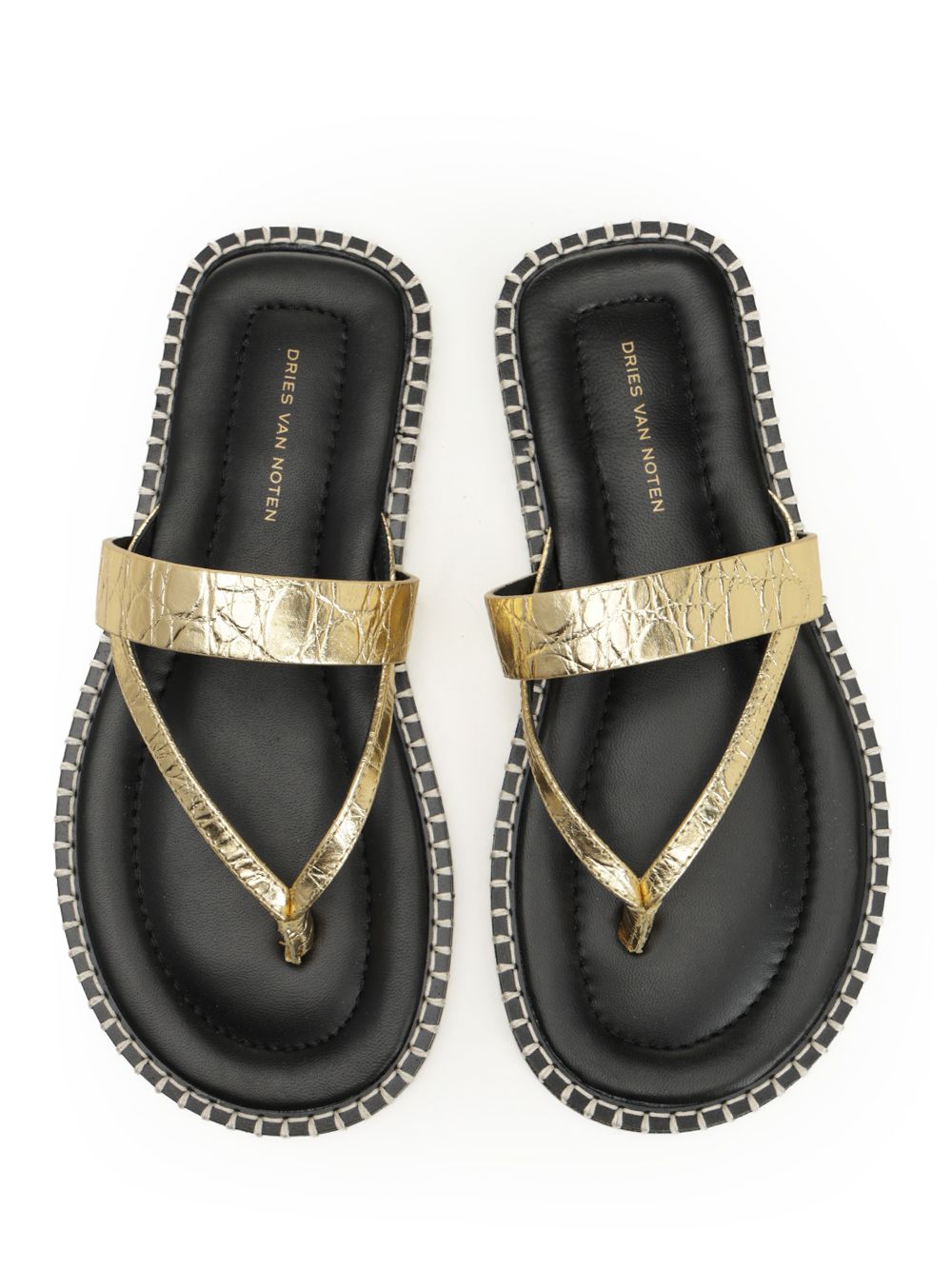 Metallic leather flip-flops 2610117740597954 (Dries Van Noten / サンダル ) | Dries Van Noten (ドリスヴァンノッテン)(4)