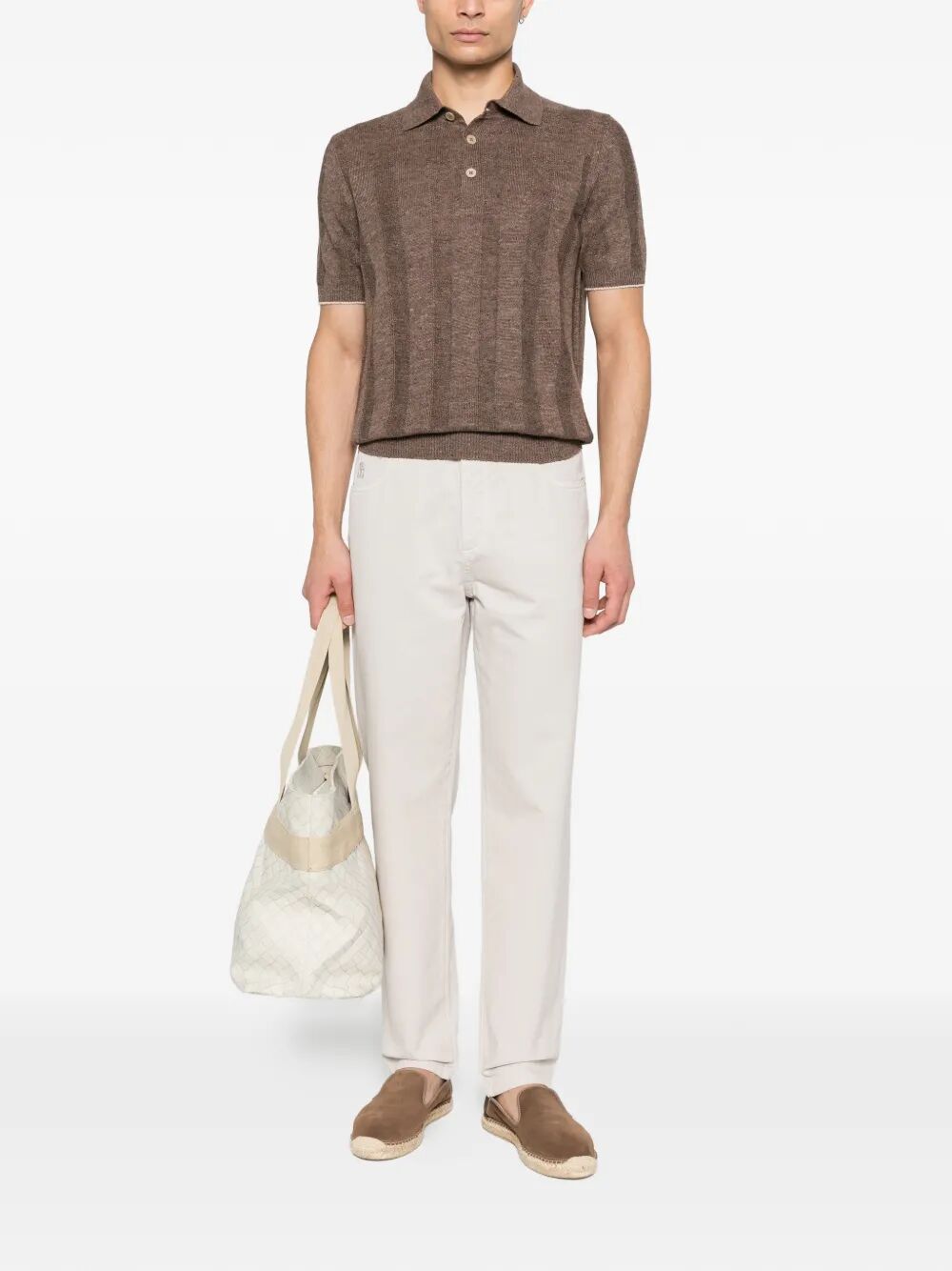 LINEN BLEND RIBBED POLO SHIRT M2L707815CNO22 (Brunello Cucinelli / ニット・セーター・カーディガン ) | Brunello Cucinelli (ブルネロ・クチネリ)(1)