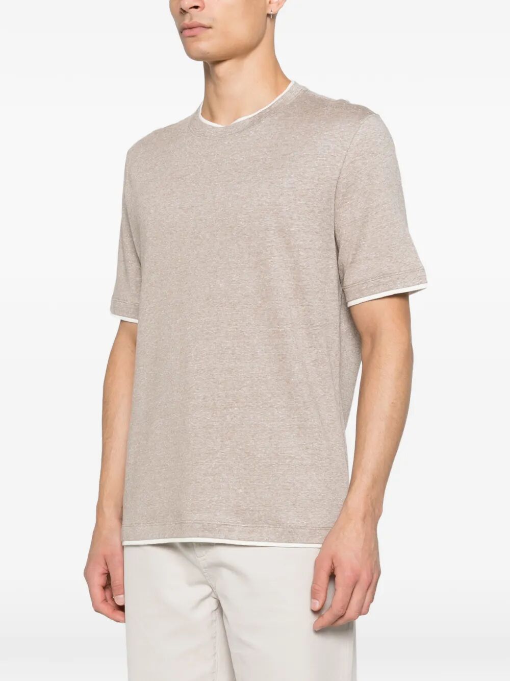 LINEN BLEND CONTRAST HEM T-SHIRT MW8357427CPP74 (Brunello Cucinelli / Tシャツ・カットソー ) | Brunello Cucinelli (ブルネロ・クチネリ)(1)