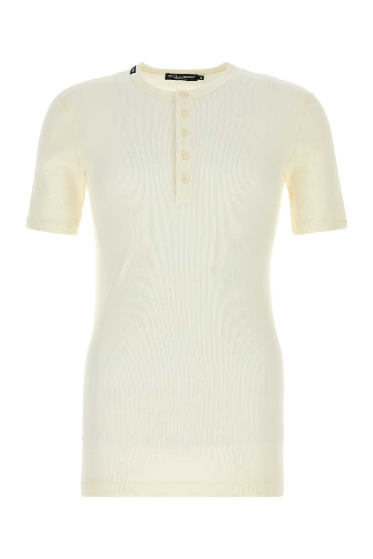 Cream cotton t-shirt G8QX6TG7P0DW0001 (Dolce & Gabbana / Tシャツ・カットソー ) | Dolce & Gabbana (ドルチェガッバーナ)