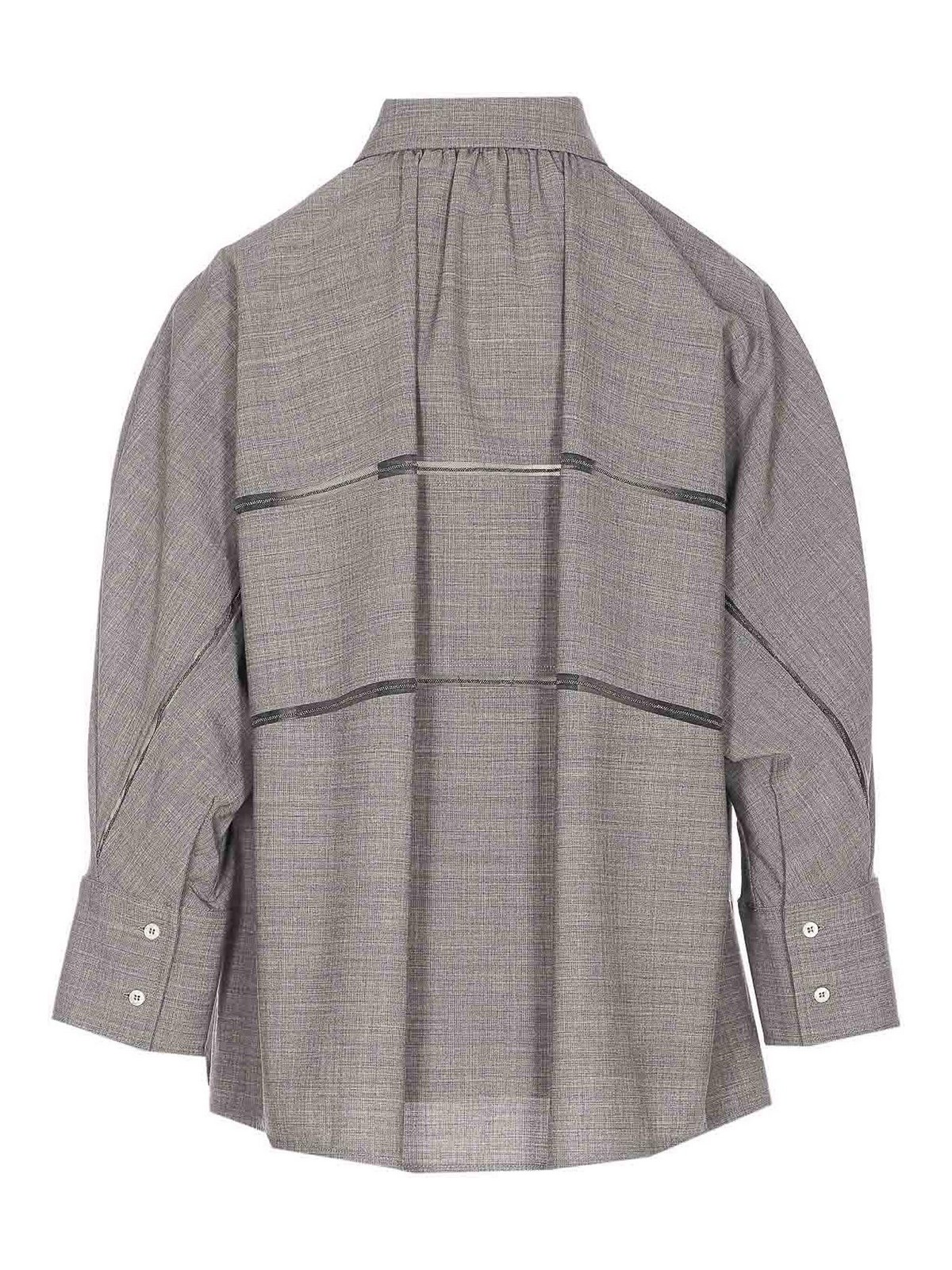 Grey Shirt With Frontal Buttons Closure CAD266F309L7718179 (FABIANA FILIPPI / シャツ・ブラウス ) | FABIANA FILIPPI (ファビアナフィリッピ)(1)