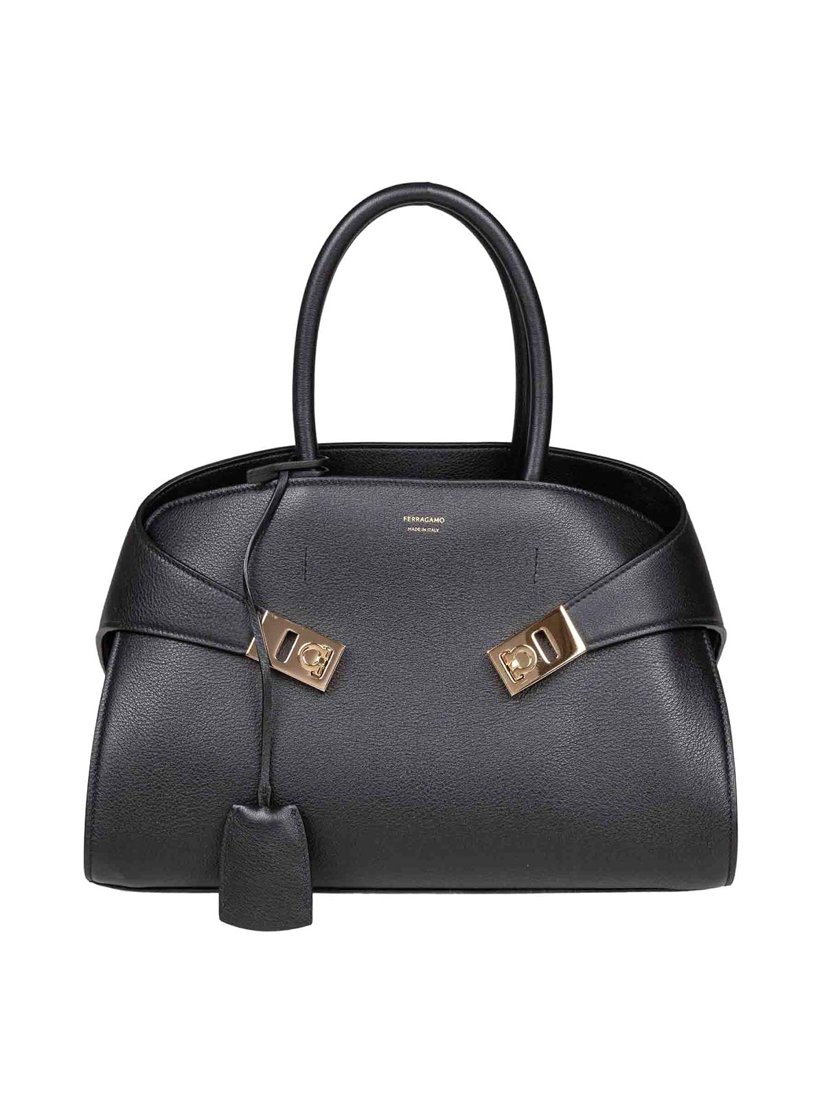 Hug Th M Handbag In Black Leather 215608001 (FERRAGAMO / トートバッグ ) | FERRAGAMO (フェラガモ)