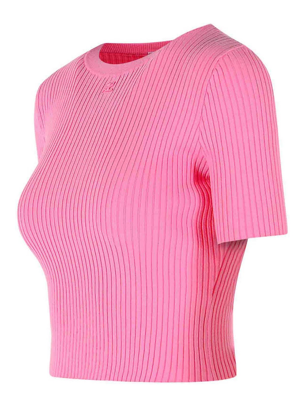 Pink Viscose Blend T-Shirt 126MPU267FI00015023 (Courrèges / Tシャツ・カットソー ) | Courrèges (クレージュ)(2)