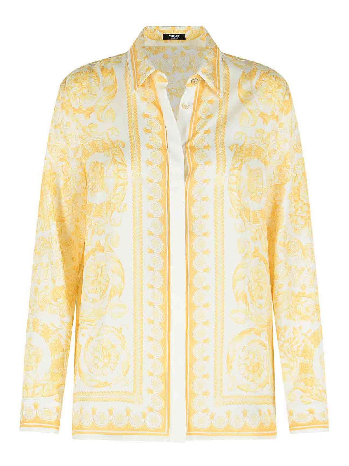 White And Beige Silk Shirt 10013601A152155Y570 (VERSACE / シャツ・ブラウス ) | VERSACE (ヴェルサーチェ)
