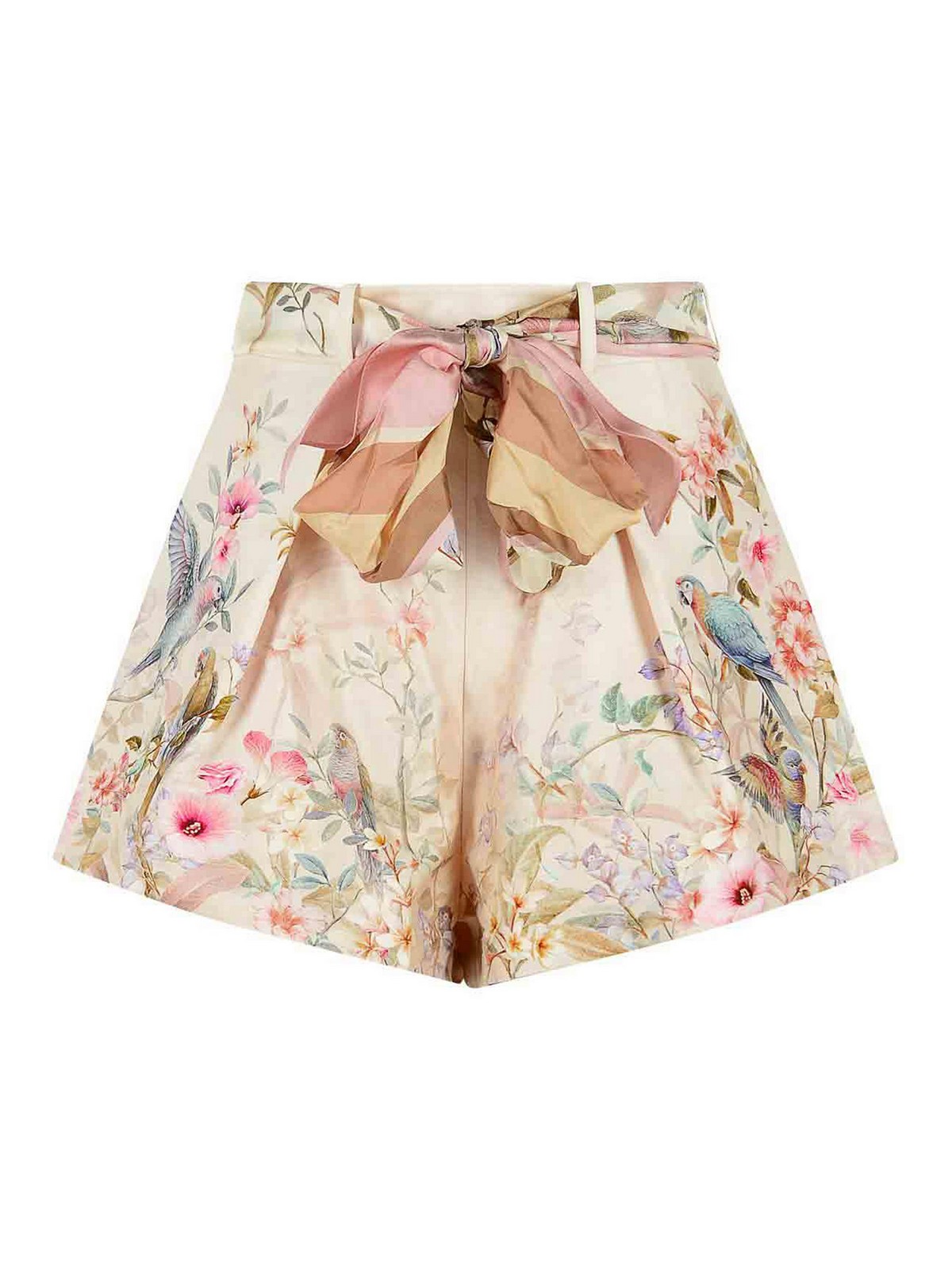 Rebellion Silk And Cream Cotton Shorts 4257AC261CREAMAVIARY (ZIMMERMANN / ショートパンツ ) | ZIMMERMANN (ジマーマン)