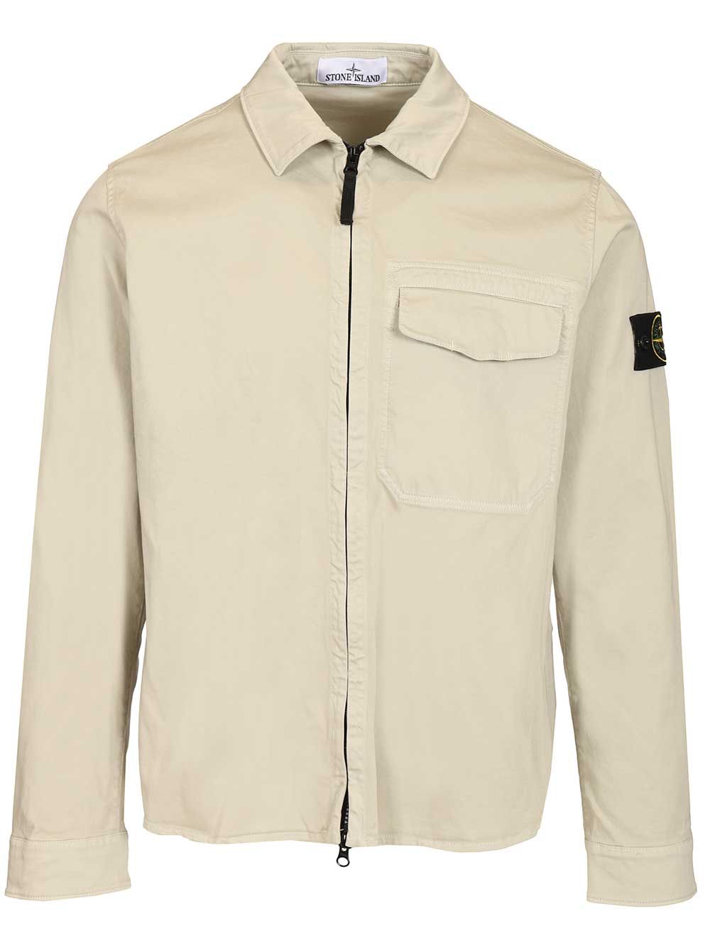 Stretch organic cotton satin overshirt 1200015S0012V0061 (STONE ISLAND / シャツ・ブラウス ) | STONE ISLAND (ストーンアイランド)