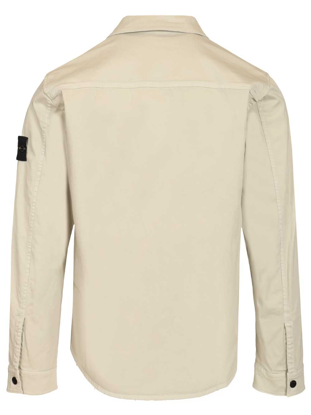 Stretch organic cotton satin overshirt 1200015S0012V0061 (STONE ISLAND / シャツ・ブラウス ) | STONE ISLAND (ストーンアイランド)(1)