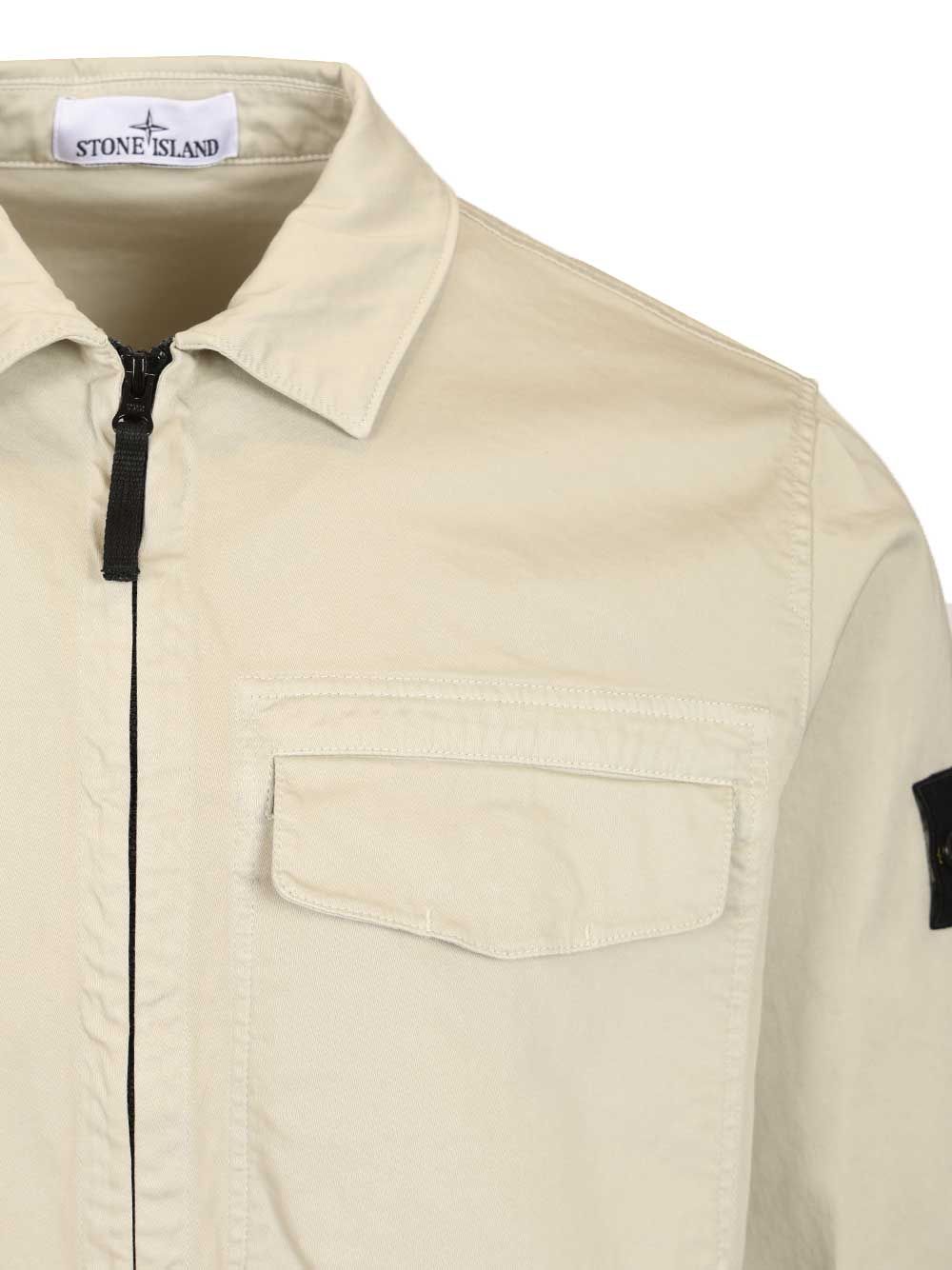 Stretch organic cotton satin overshirt 1200015S0012V0061 (STONE ISLAND / シャツ・ブラウス ) | STONE ISLAND (ストーンアイランド)(3)