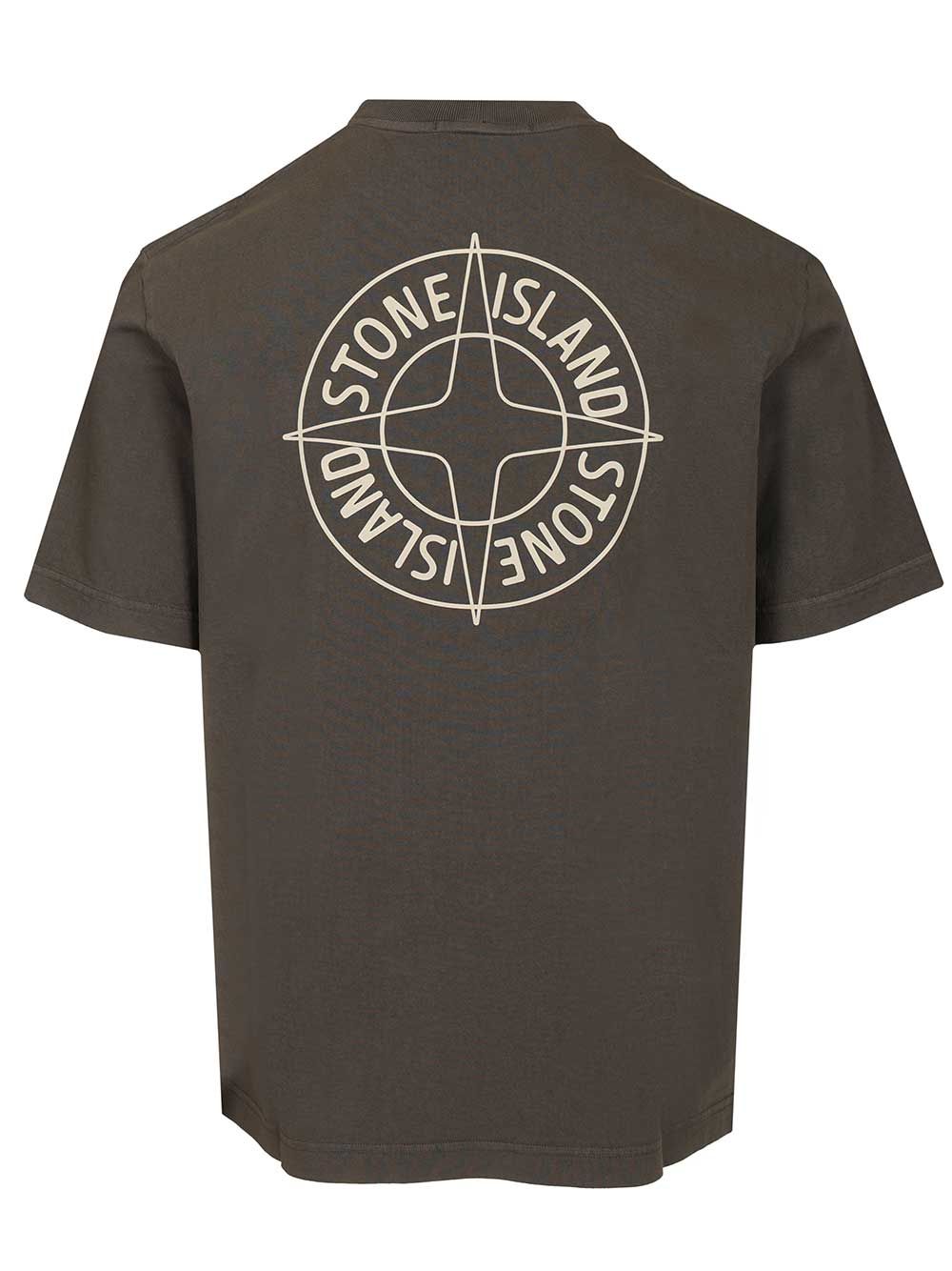 T-shirt with 'Outline Compass' print 2100001S0284V0065 (STONE ISLAND / Tシャツ・カットソー ) | STONE ISLAND (ストーンアイランド)(1)
