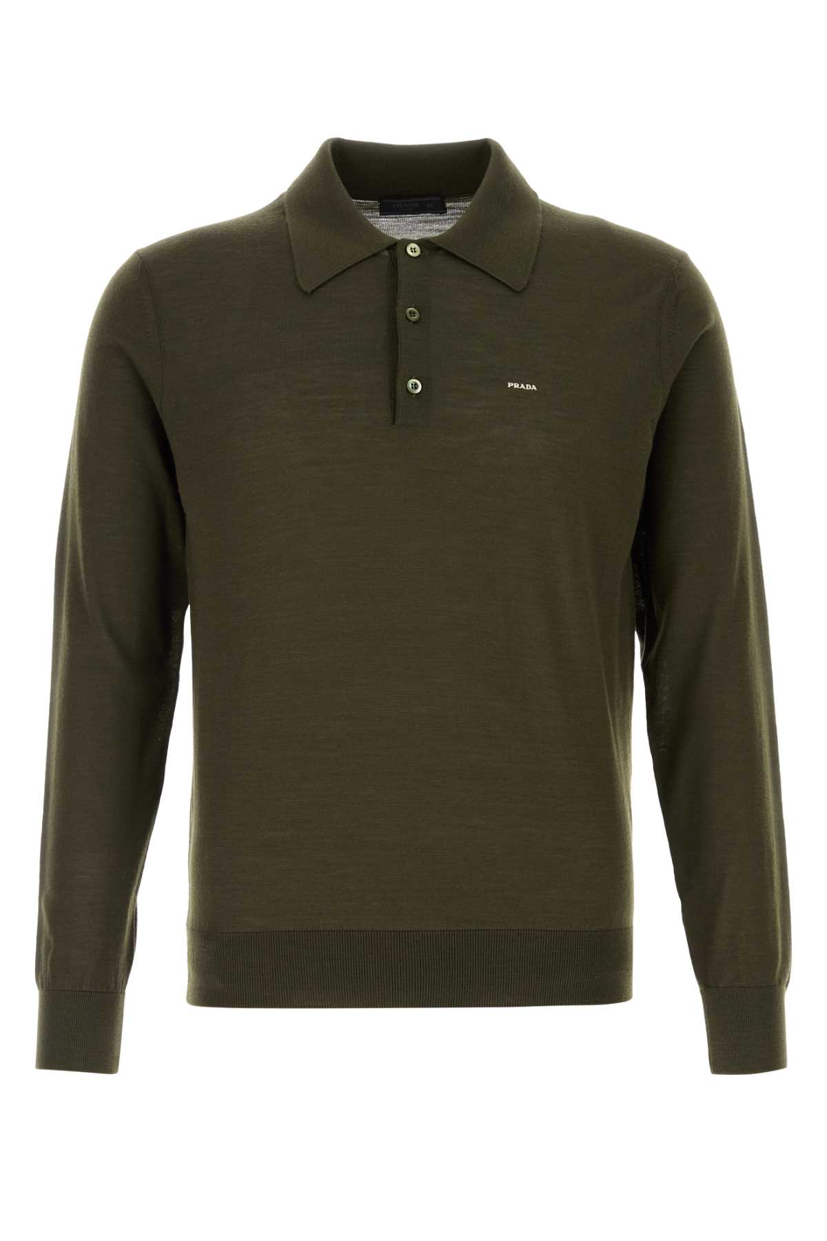 Olive green wool polo shirt UMF147SOOO18DYF0161 (Prada / ニット・セーター・カーディガン ) | Prada (プラダ)