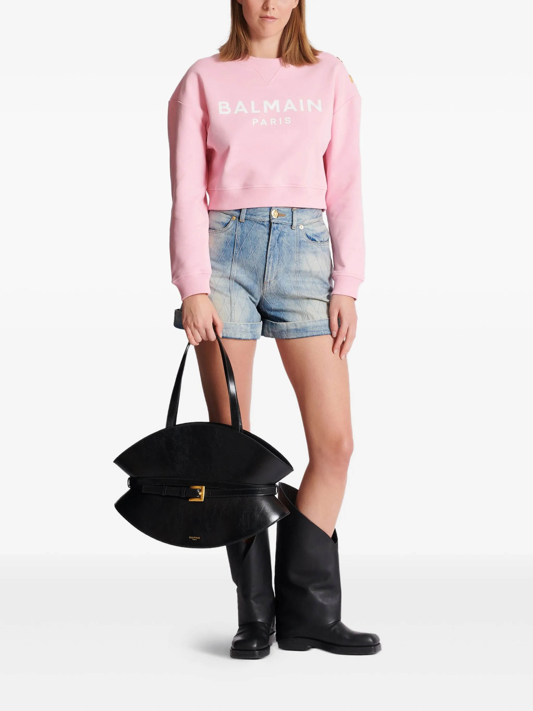 Balmain Sweaters Pink EF1JQ002BB02OHV (Balmain / スウェット・フーディー ) | Balmain (バルマン)(1)