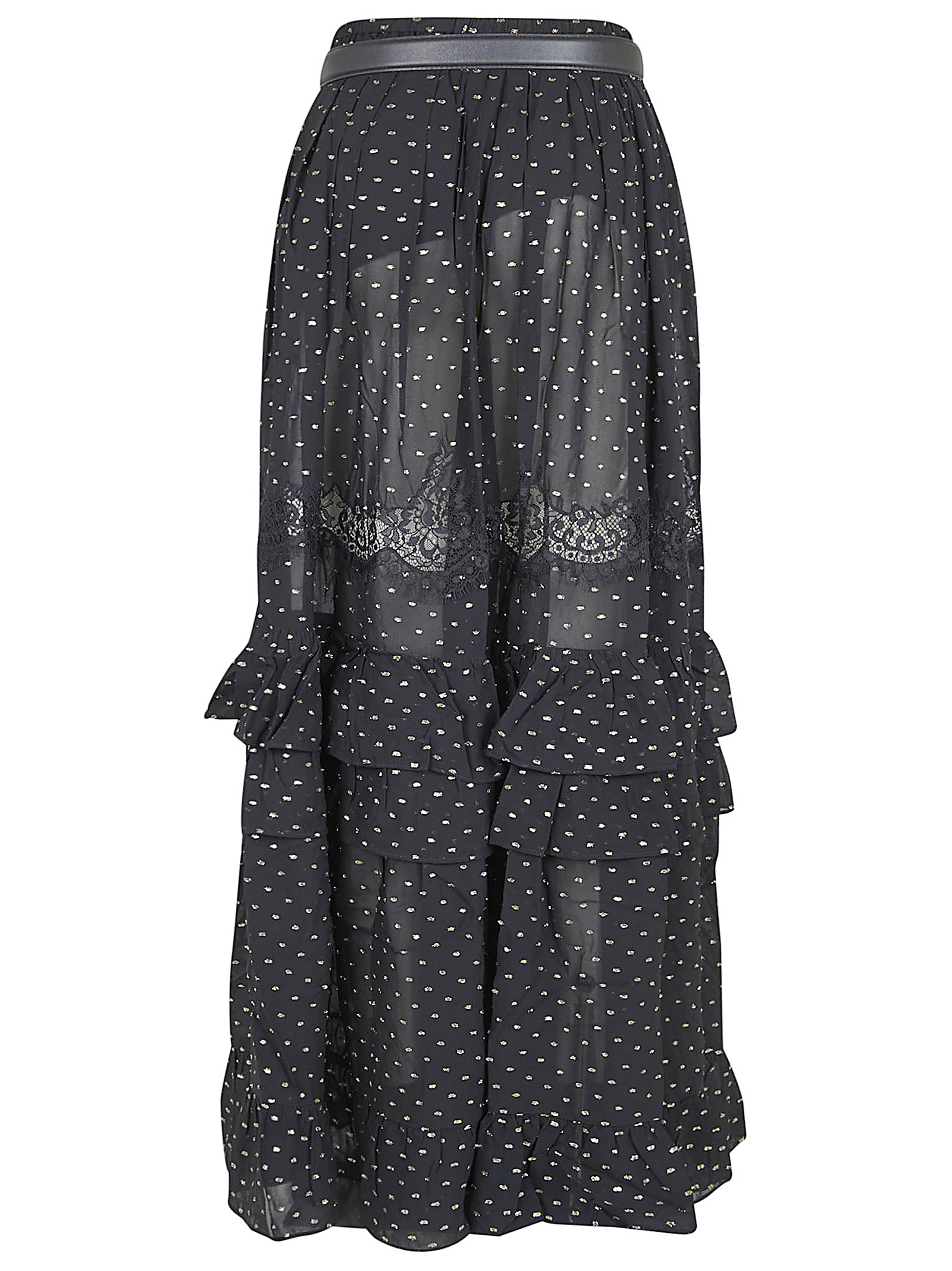 BLACK AND GOLD CHIFFON LACE MAXI SKIRT RS26196XSKBLACK (self-portrait / スカート ) | self-portrait (セルフ・ポートレイト)(1)