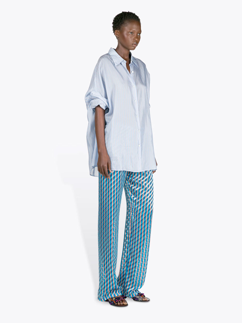 CASIA OVERSIZED COCOON STRIPED CUPRO SHIRT 1307003276514 (Dries Van Noten / シャツ・ブラウス ) | Dries Van Noten (ドリスヴァンノッテン)(1)