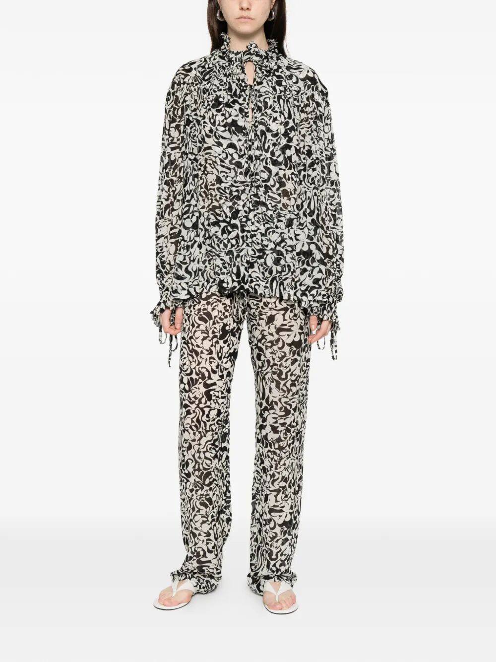 CATYA ABSTRACT-PRINT SHIRT WITH RUFFLED COLLAR 1307163006900 (Dries Van Noten / シャツ・ブラウス ) | Dries Van Noten (ドリスヴァンノッテン)(1)