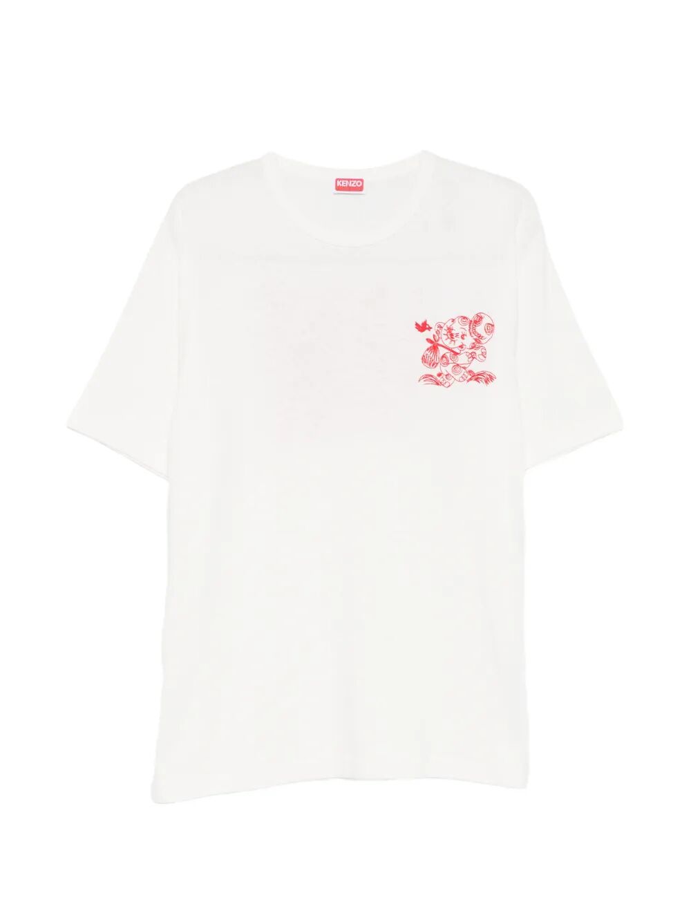 `KENZO CARTOON` EMBROIDERED OUTLINED COTTON T-SHIRT FG55TS2164SK02 (KENZO / Tシャツ・カットソー ) | KENZO (ケンゾー)