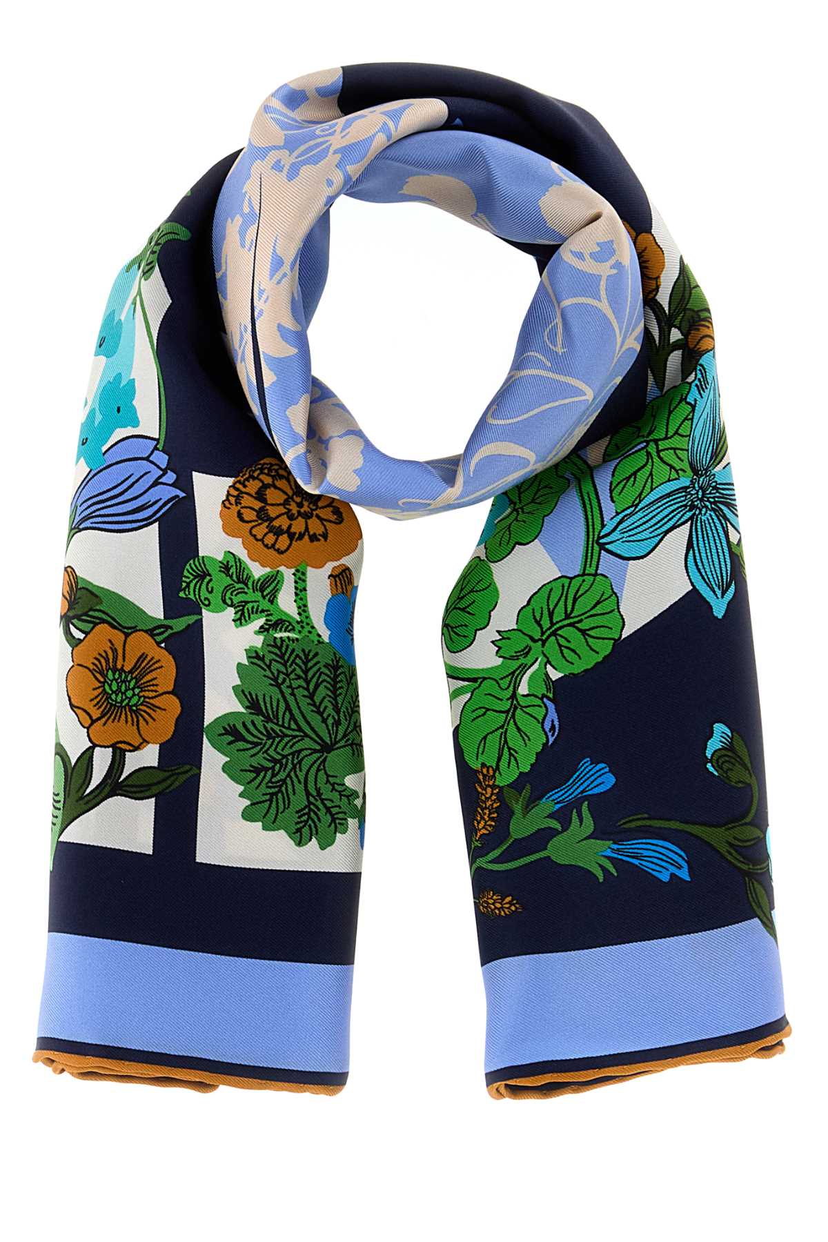 Printed silk foulard 310226789887NAVYCAMEL (FERRAGAMO / スカーフ・マフラー ) | FERRAGAMO (フェラガモ)