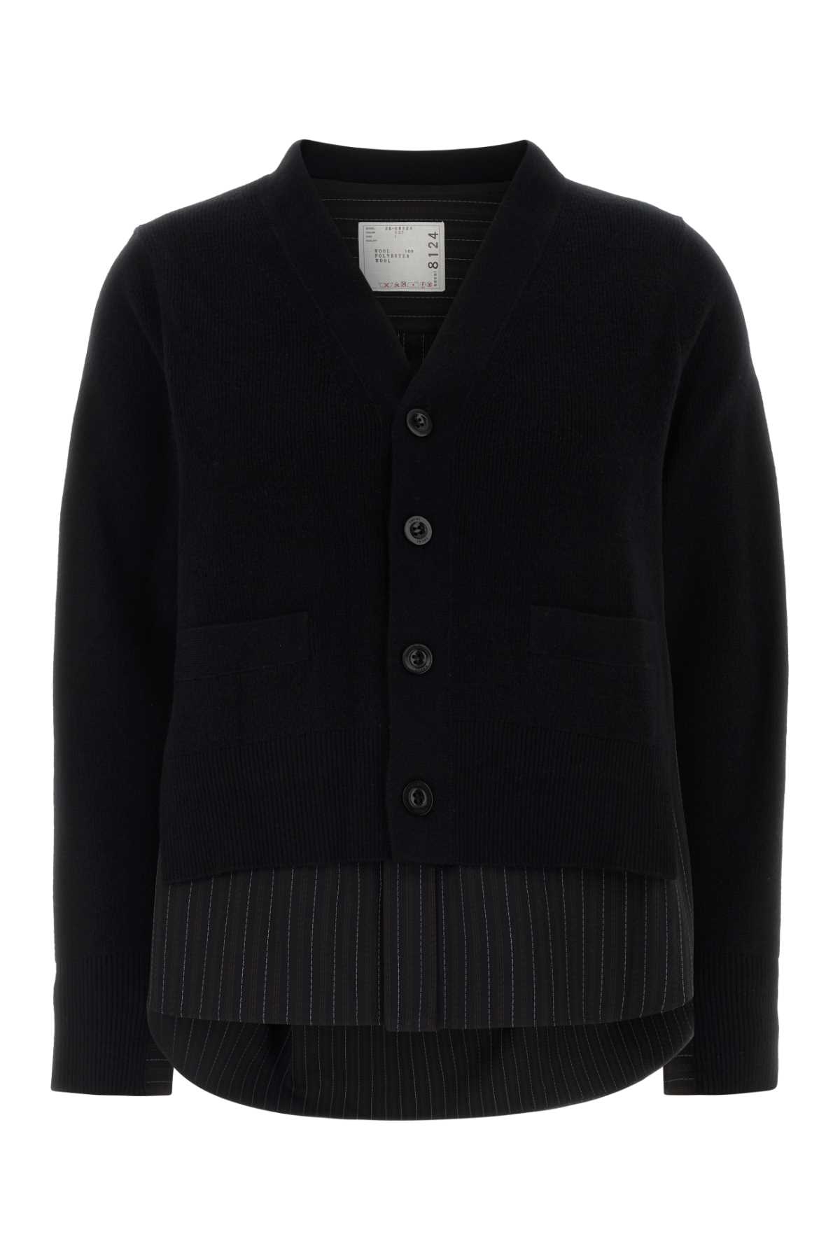 Black wool cardigan 2508124001 (sacai / ニット・セーター・カーディガン ) | sacai (サカイ)