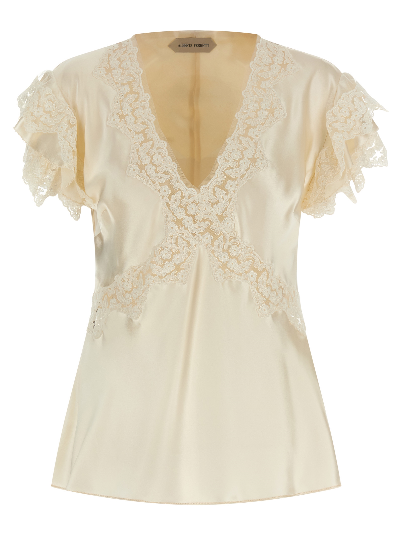 Satin and lace top A022116270002 (ALBERTA FERRETTI / シャツ・ブラウス ) | ALBERTA FERRETTI (アルベルタ フェレッティ)
