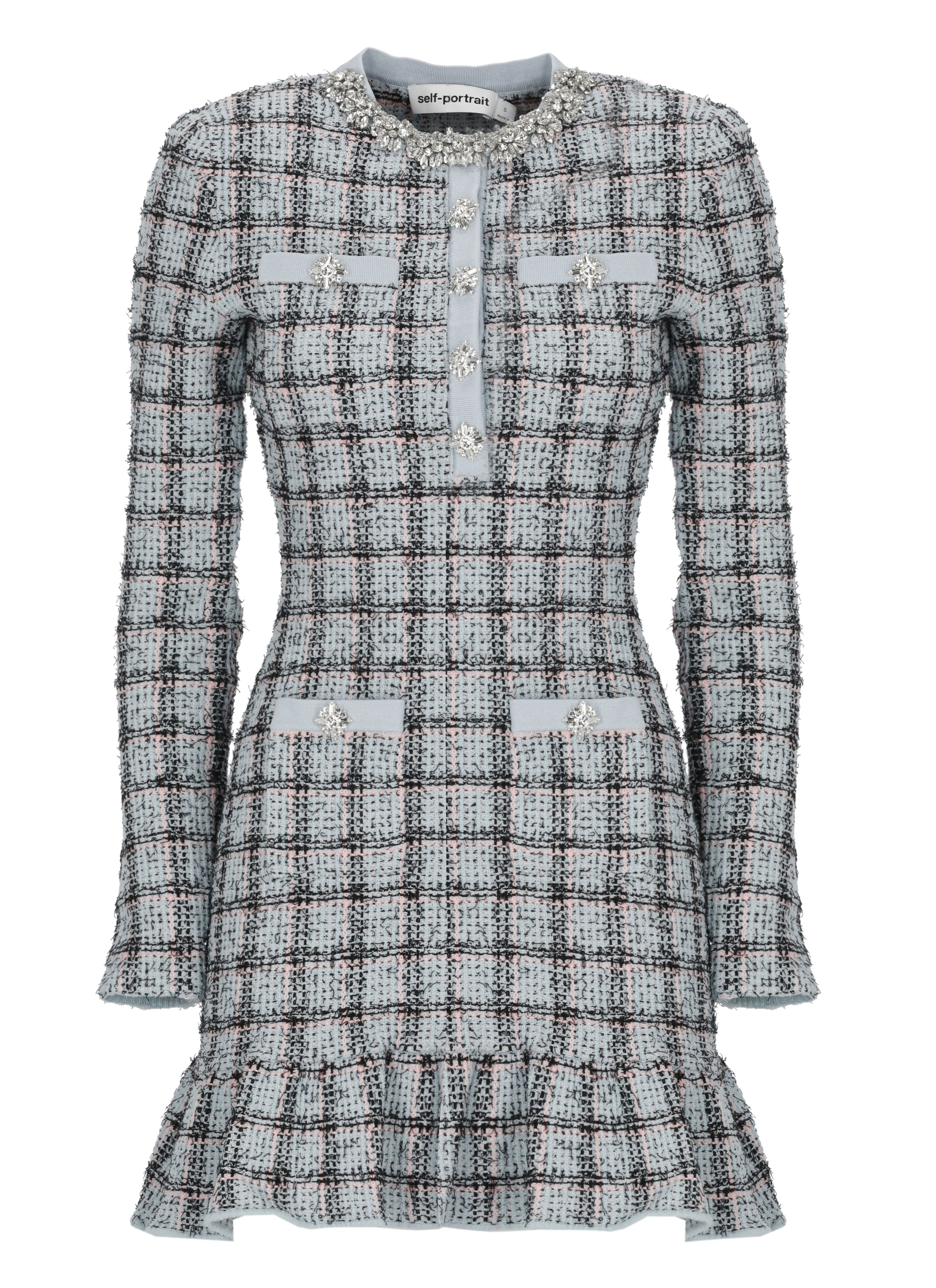 SELF PORTRAIT Dresses Blue SS26187SBLBLUECHECKKNITBLUE (self-portrait / ワンピース・ドレス・オールインワン ) | self-portrait (セルフ・ポートレイト)