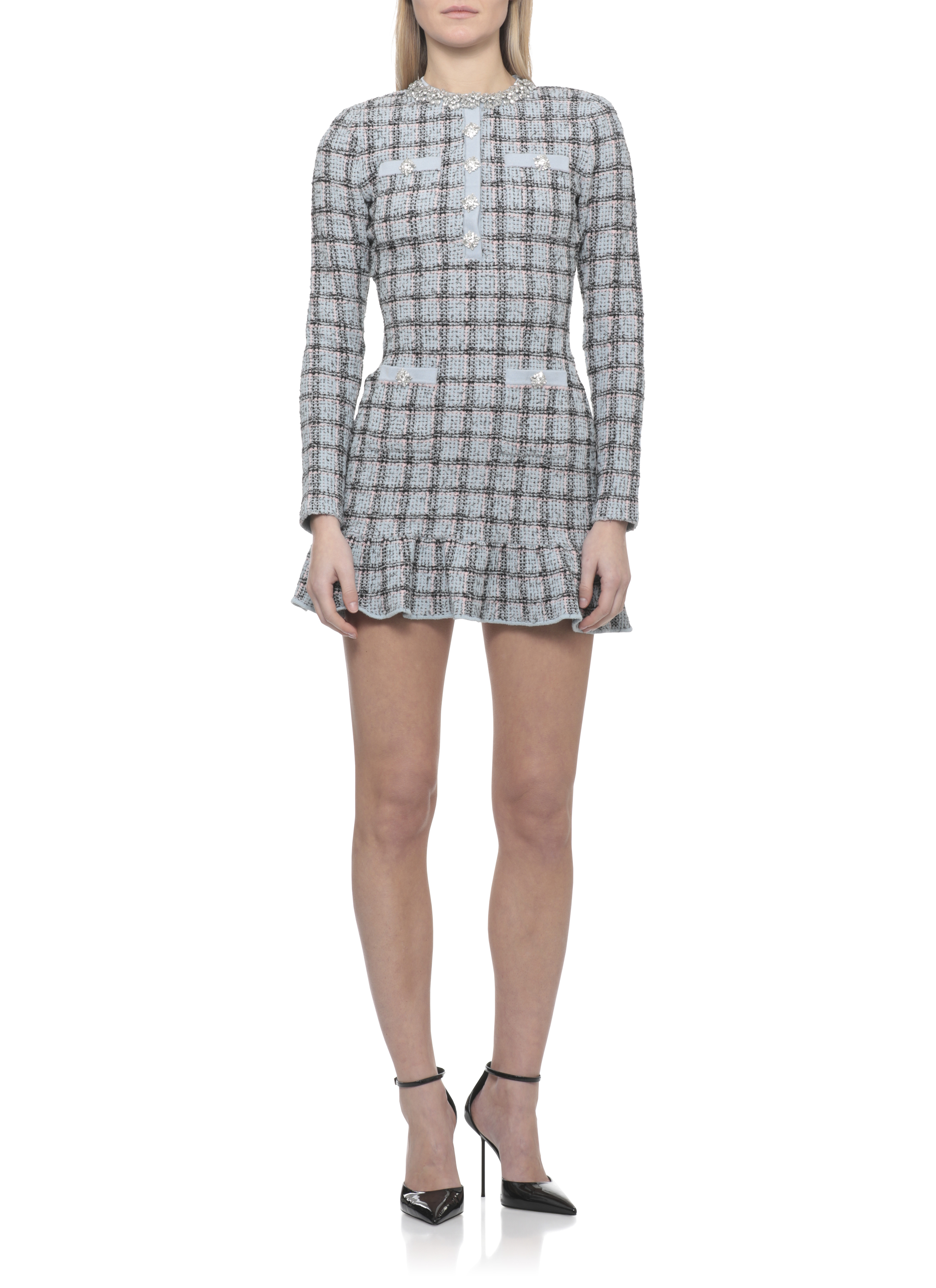 SELF PORTRAIT Dresses Blue SS26187SBLBLUECHECKKNITBLUE (self-portrait / ワンピース・ドレス・オールインワン ) | self-portrait (セルフ・ポートレイト)(1)