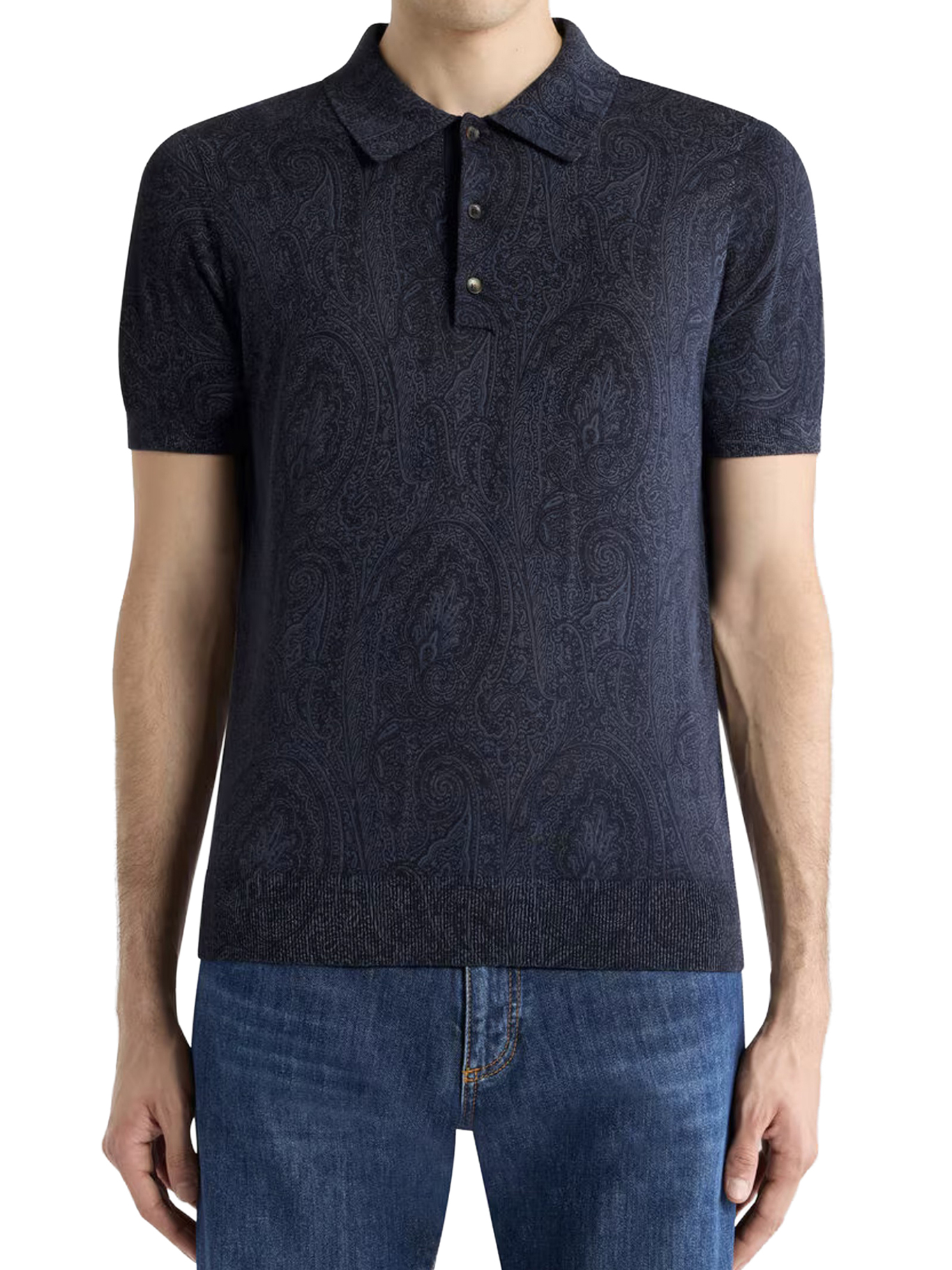 COTTON BLEND POLO SHIRT WITH FLORAL PAISLEY PATTERN MRKF0004AKG63B0064B0064 (ETRO / ポロシャツ ) | ETRO (エトロ)(1)