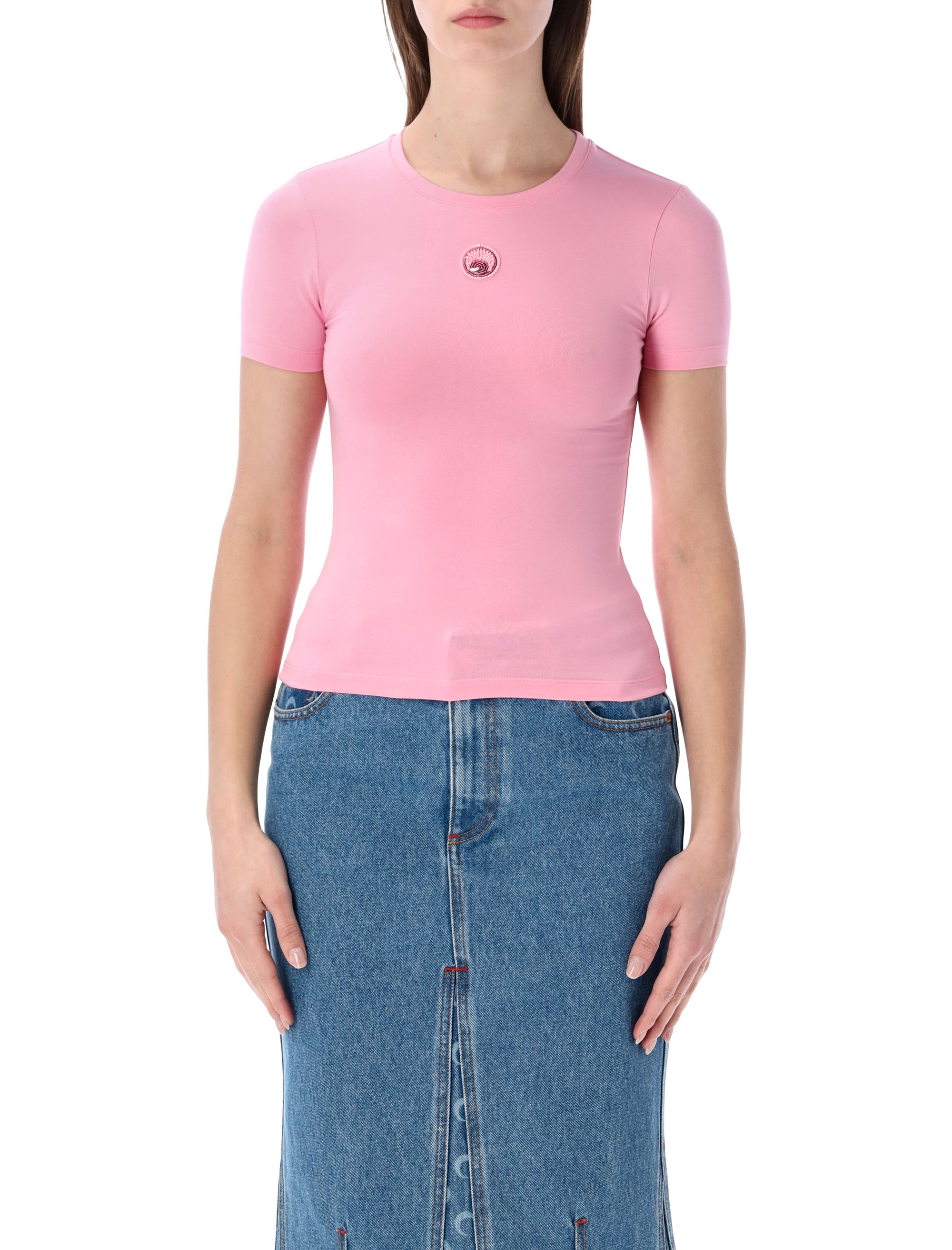 MARINE SERRE T-shirts and Polos Pink WTT012ACJER0115PK30 (MARINE SERRE / Tシャツ・カットソー ) | MARINE SERRE (マリーン セル)