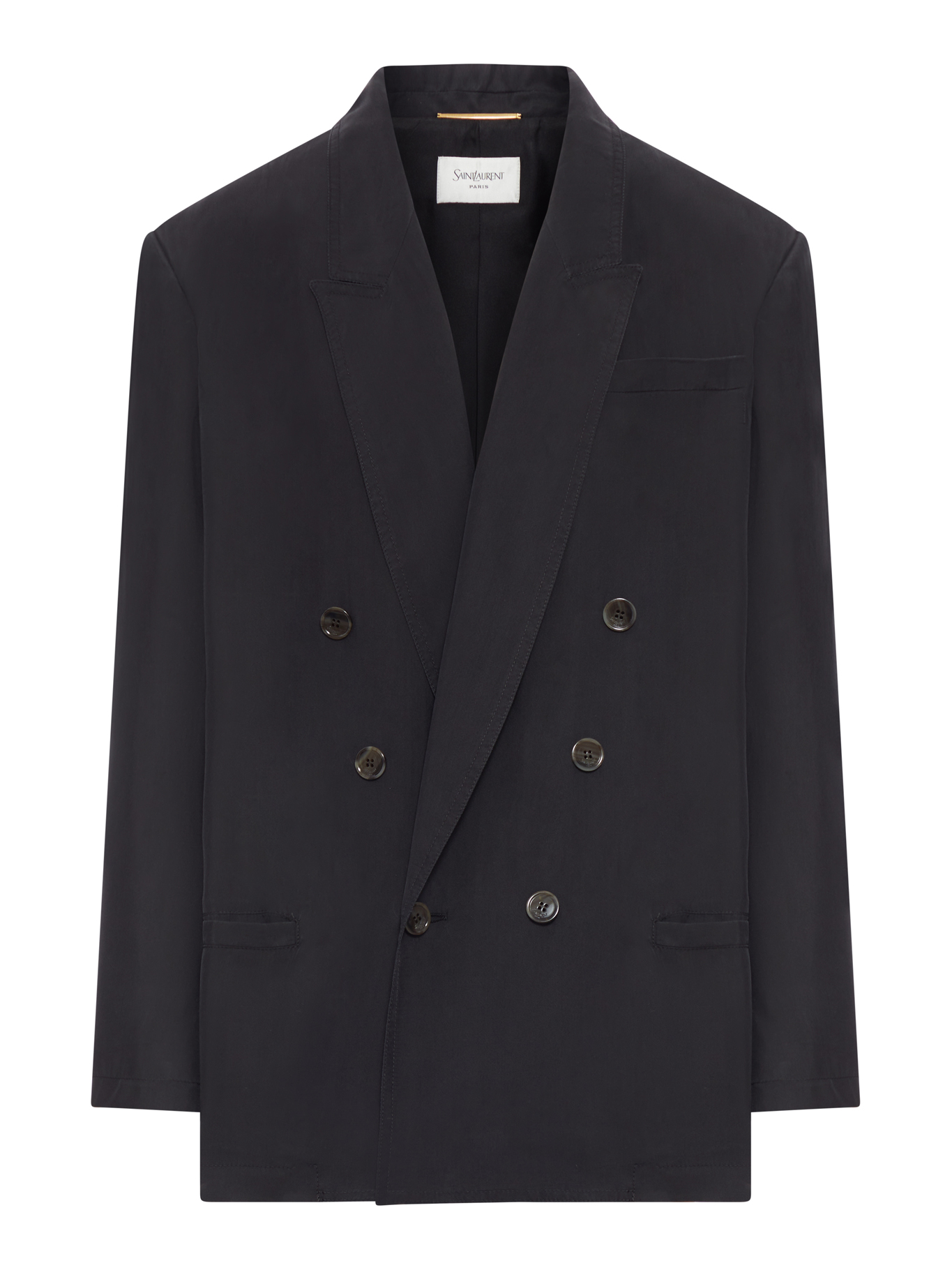 DOUBLE-BREASTED SILK JACKET WITH SIX-BUTTON CLOSURE 851026Y6J781000 (Saint Laurent / カジュアルジャケット ) | Saint Laurent (サンローラン)