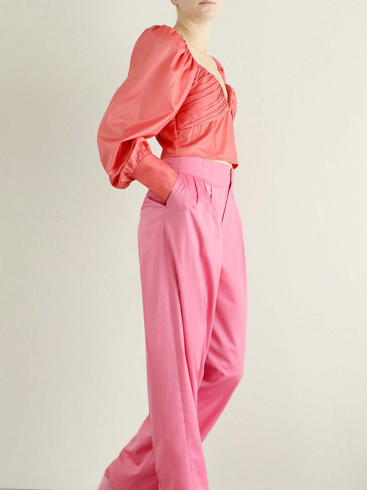 Top Mit Tiefem Ausschnitt In Rosa RT016144654 (ROTATE / シャツ・ブラウス ) | ROTATE (ロテート)(2)