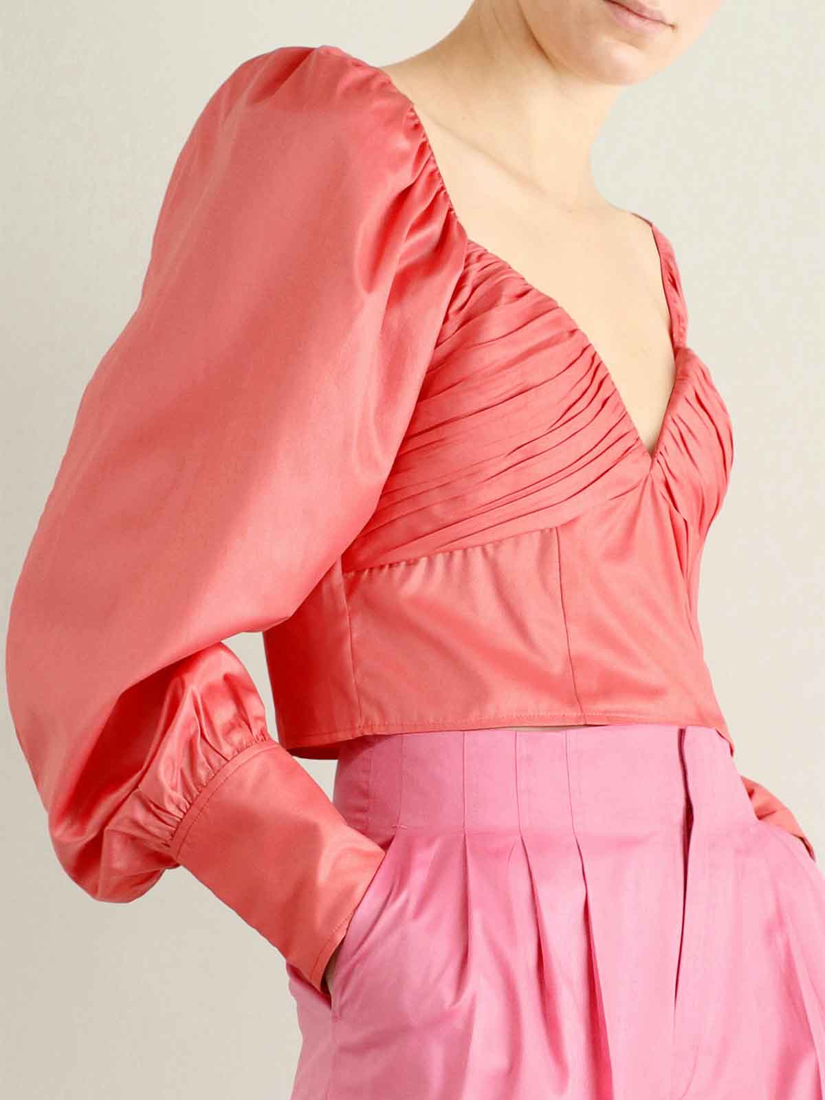 Top Mit Tiefem Ausschnitt In Rosa RT016144654 (ROTATE / シャツ・ブラウス ) | ROTATE (ロテート)(4)