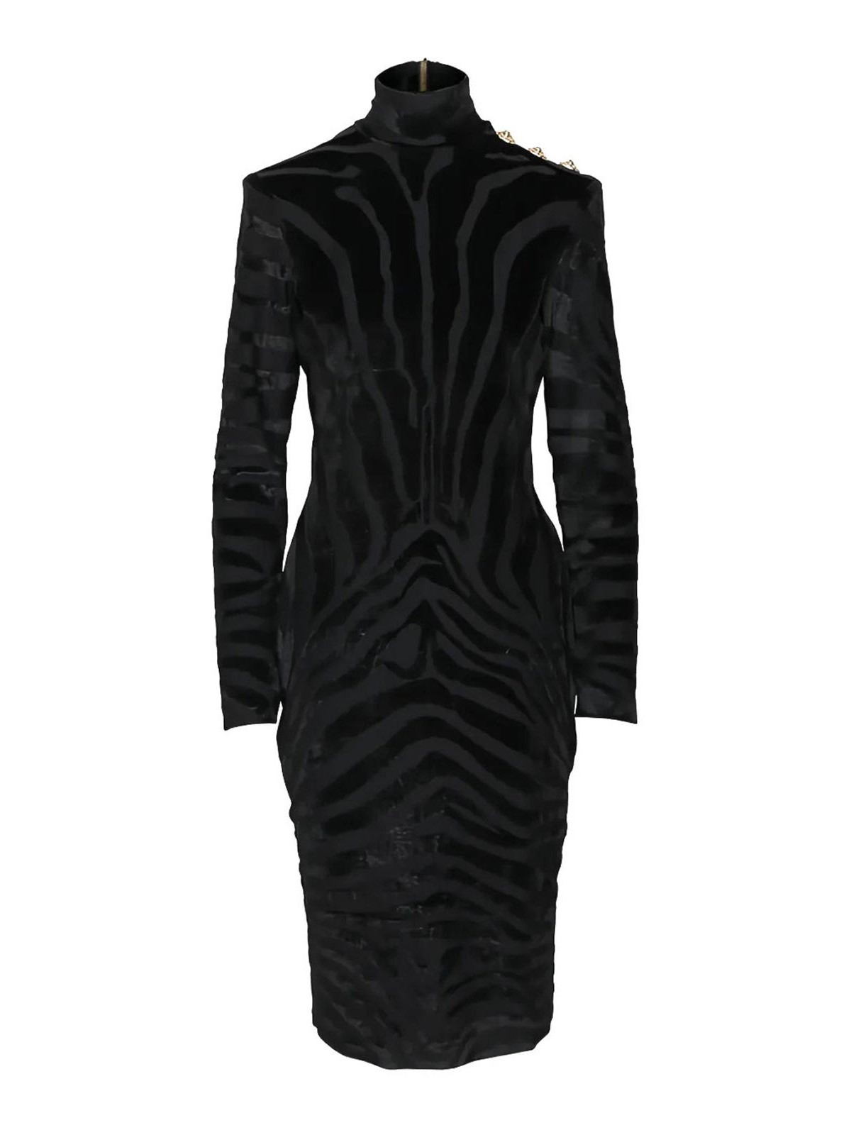 Zebra-Pattern Midi Dress FF0RF075JL110PA (Balmain / ワンピース・ドレス・オールインワン ) | Balmain (バルマン)