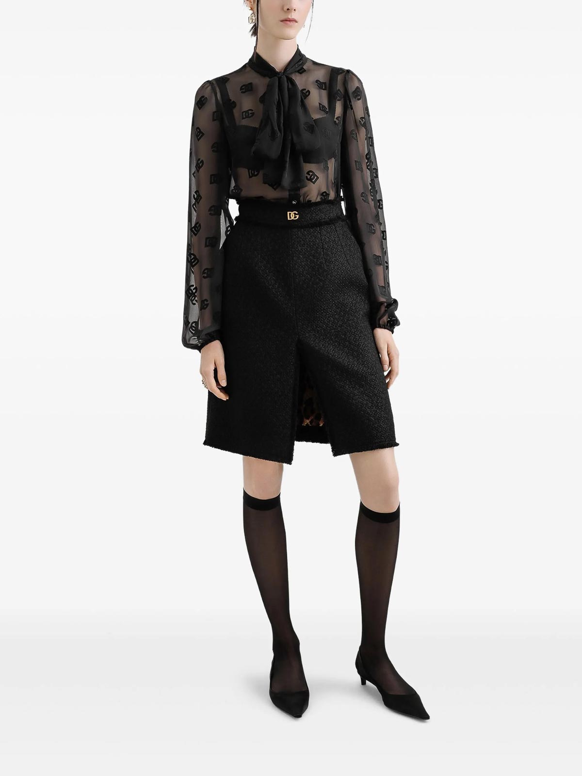 Dg-Logo Silk Blouse F5Q44TFJTBRN0000 (Dolce & Gabbana / シャツ・ブラウス ) | Dolce & Gabbana (ドルチェガッバーナ)(1)