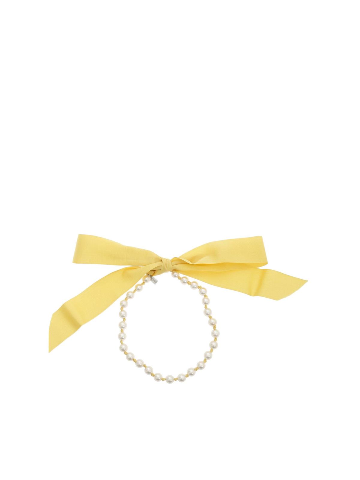 Pearls and ribbon necklace in yellow 911284041026 (MOSCHINO / ネックレス ) | MOSCHINO (モスキーノ)