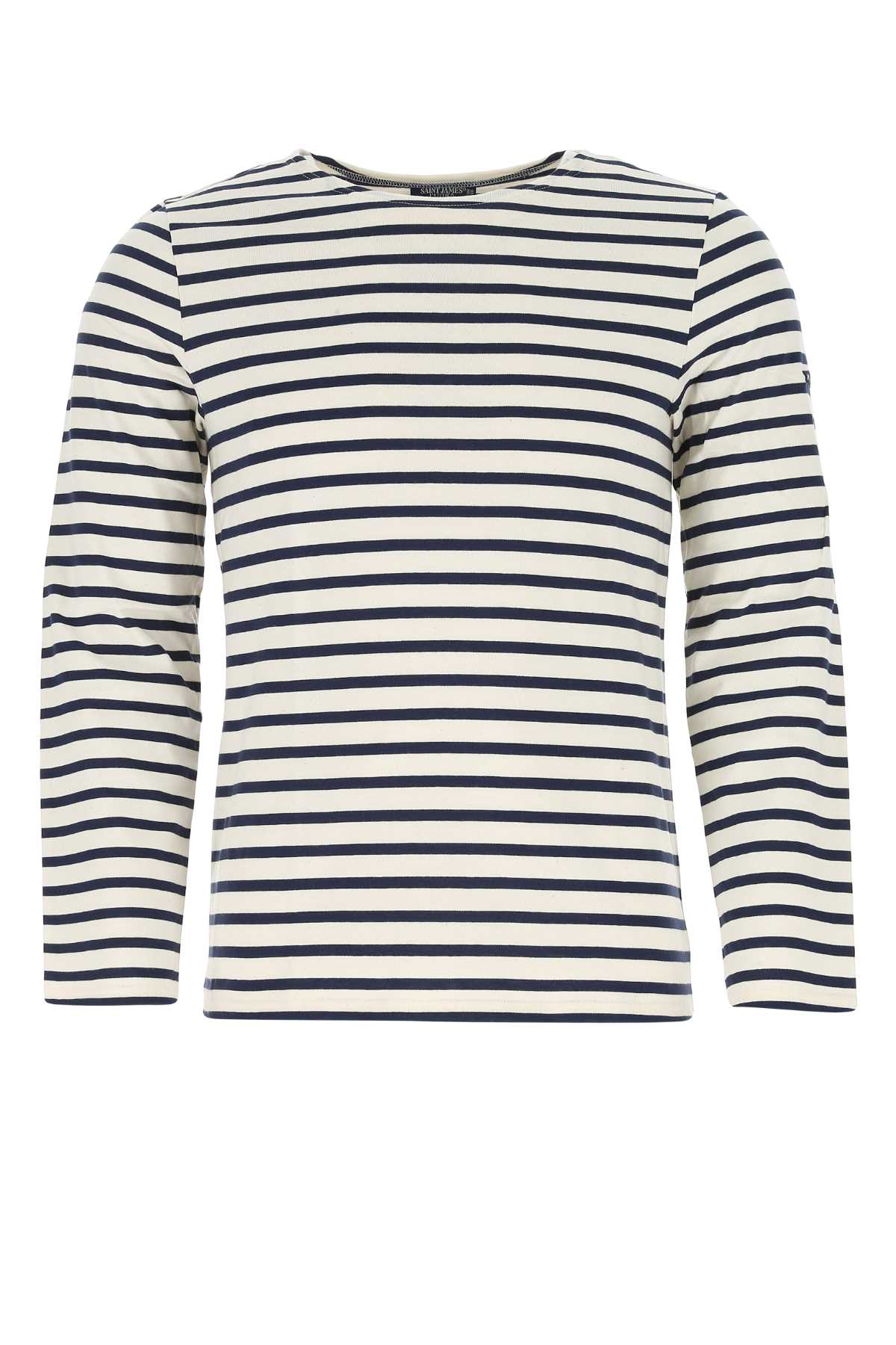 Embroidered cotton Minquiers Modern t-shirt 9858ECRUMARINE (SAINT JAMES / Tシャツ・カットソー ) | SAINT JAMES (セントジェームス)