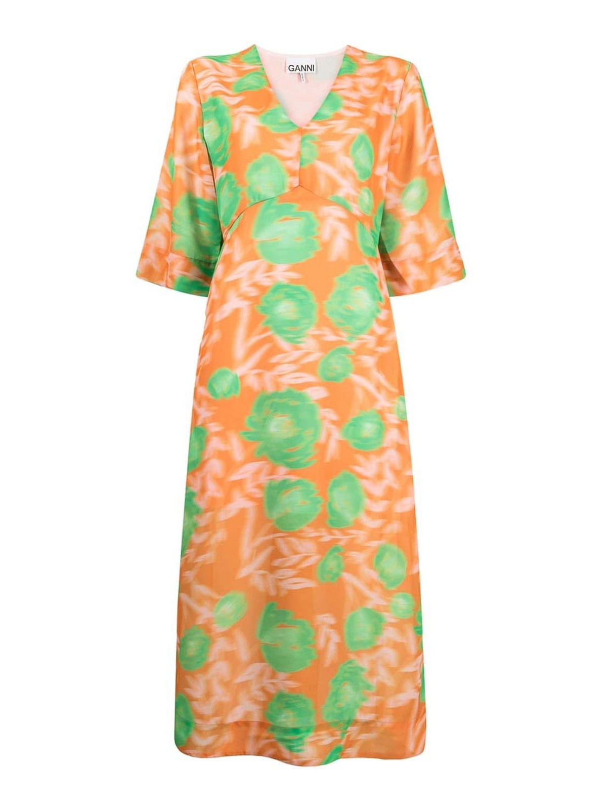 Printed Crepe V-Neck Dress F7688860 (GANNI / ワンピース・ドレス・オールインワン ) | GANNI (ガニー)