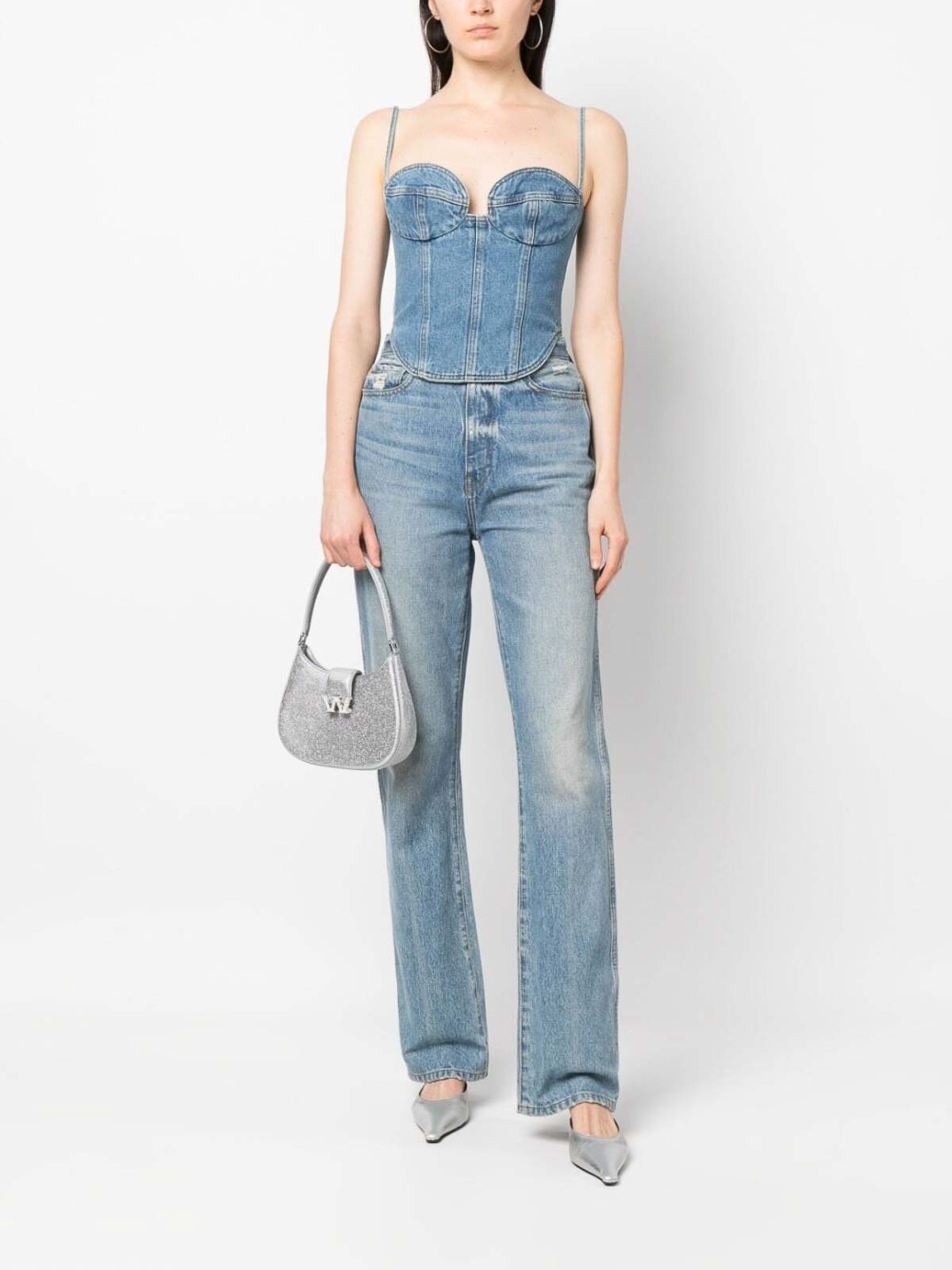 Double Stitched Denim Corset Top 111523BLUE (MAGDA BUTRYM / タンクトップ・キャミソール ) | MAGDA BUTRYM (マグダブトリム)(1)