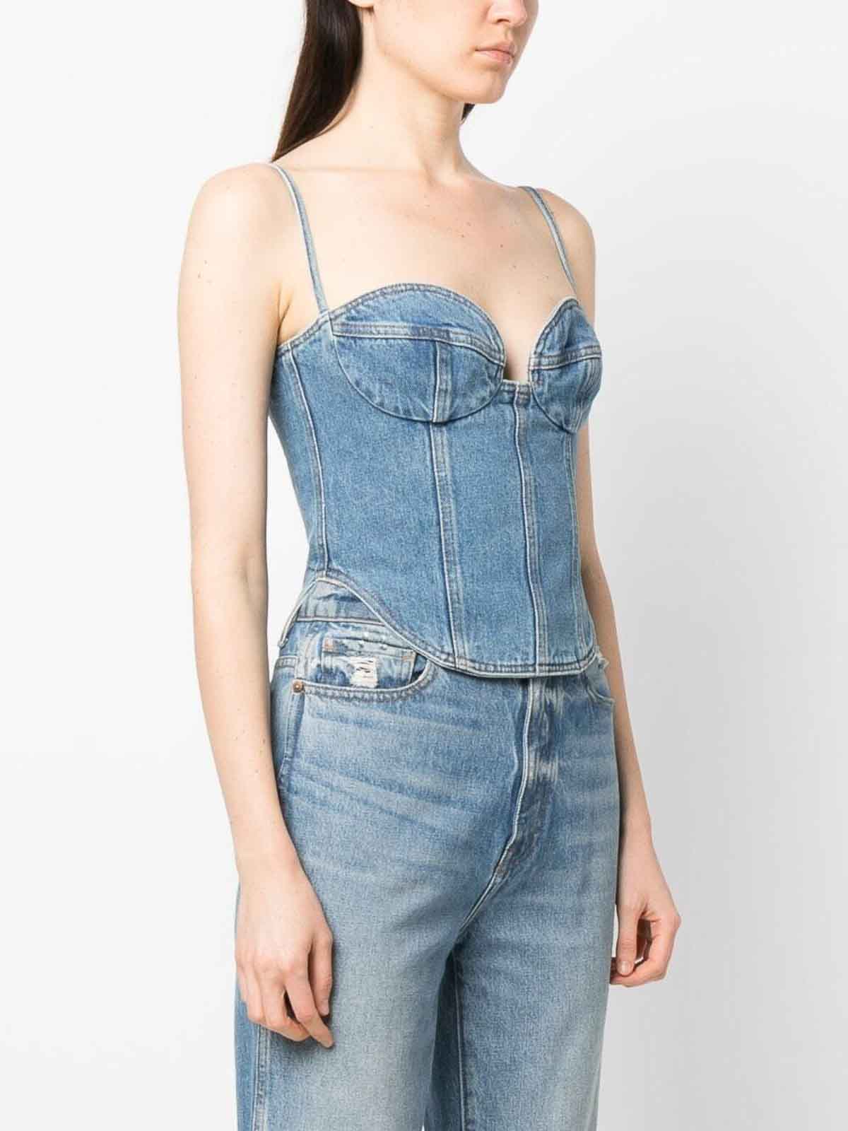 Double Stitched Denim Corset Top 111523BLUE (MAGDA BUTRYM / タンクトップ・キャミソール ) | MAGDA BUTRYM (マグダブトリム)(2)