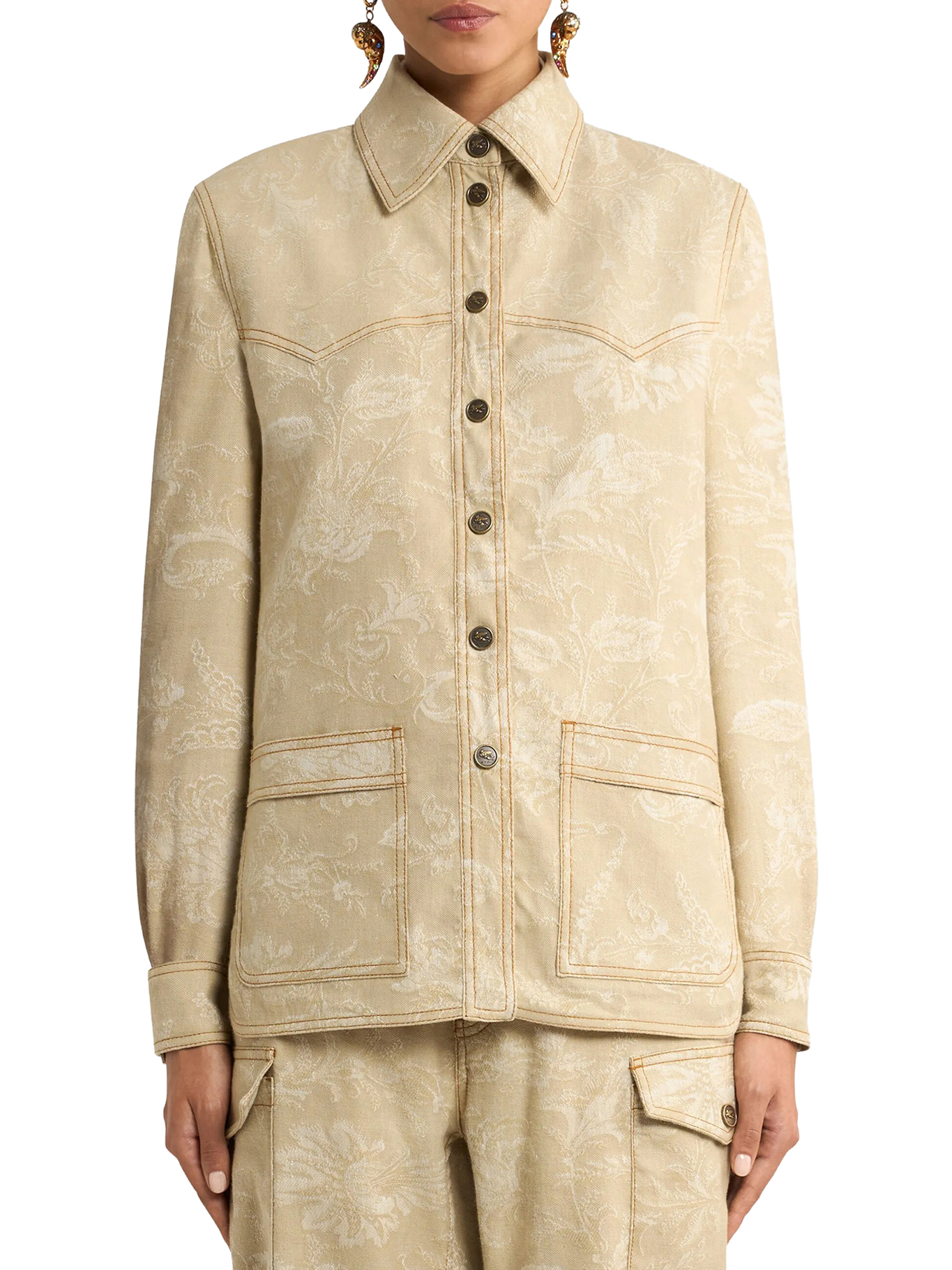 JACQUARD OVERSHIRT WITH TONE-ON-TONE FLORAL PATTERN WRNE000999TJEK7S9820S9820 (ETRO / シャツ・ブラウス ) | ETRO (エトロ)(2)