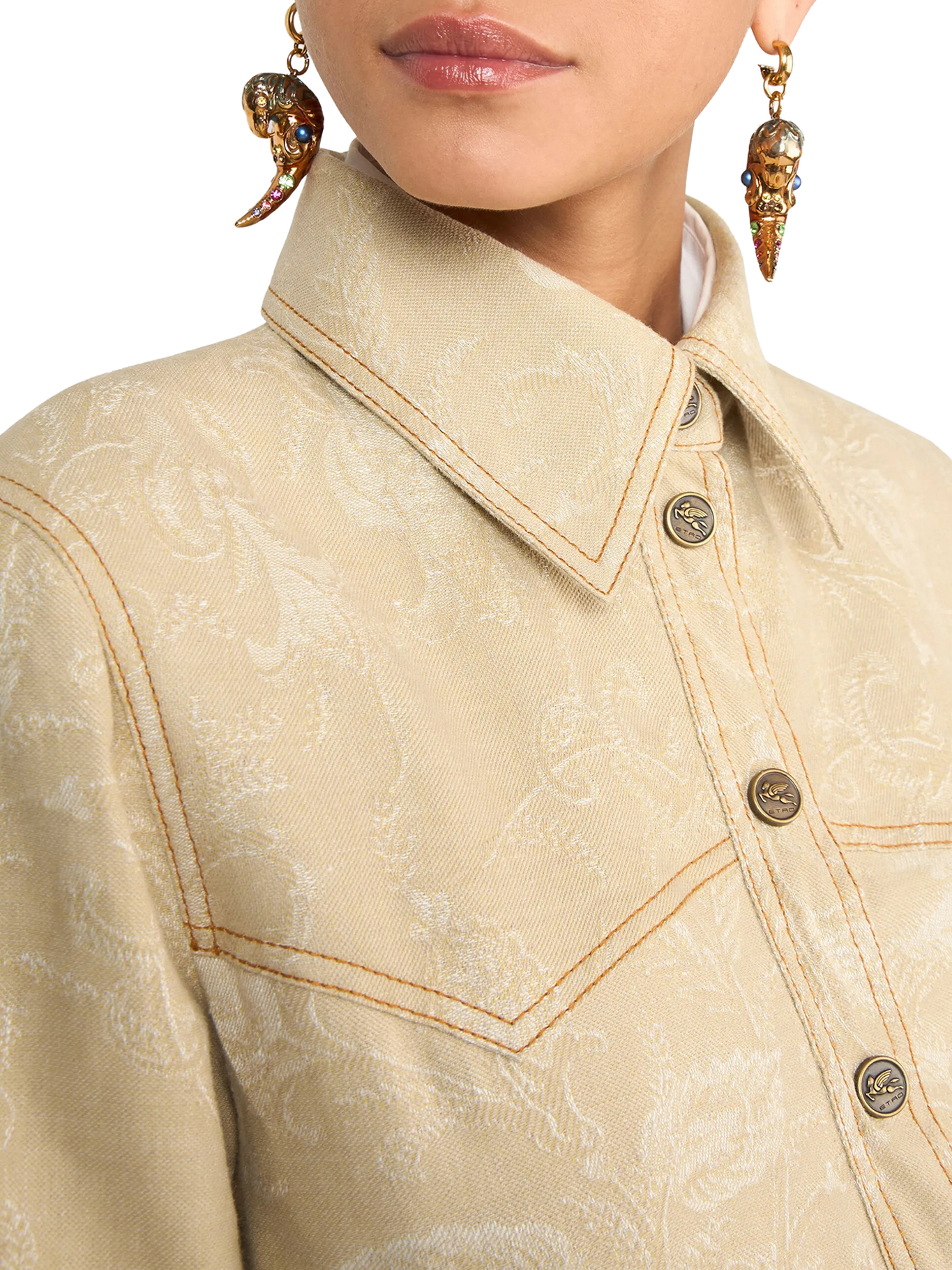 JACQUARD OVERSHIRT WITH TONE-ON-TONE FLORAL PATTERN WRNE000999TJEK7S9820S9820 (ETRO / シャツ・ブラウス ) | ETRO (エトロ)(4)
