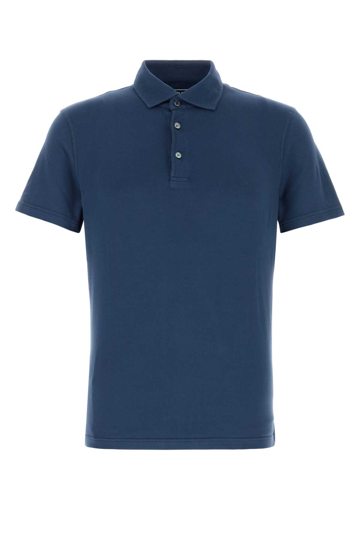 Blue stretch cotton polo shirt TUD001202 (FEDELI / ポロシャツ ) | FEDELI (フェデリ)