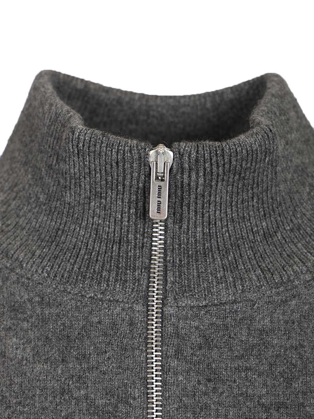 Cashmere and jersey zip-up sweater MMR467 (MIU MIU / ニット・セーター・カーディガン ) | MIU MIU (ミュウミュウ)(4)