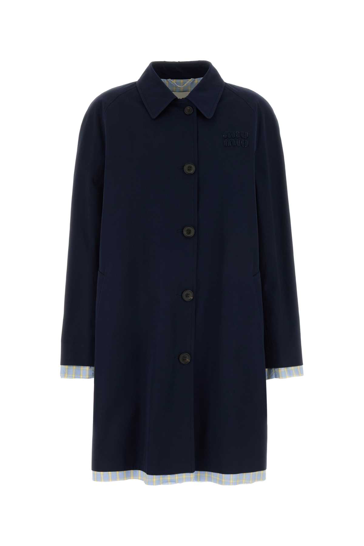 Dark blue poplin trench coat MS2143SOOO1BMSF0V41 (MIU MIU / コート ) | MIU MIU (ミュウミュウ)