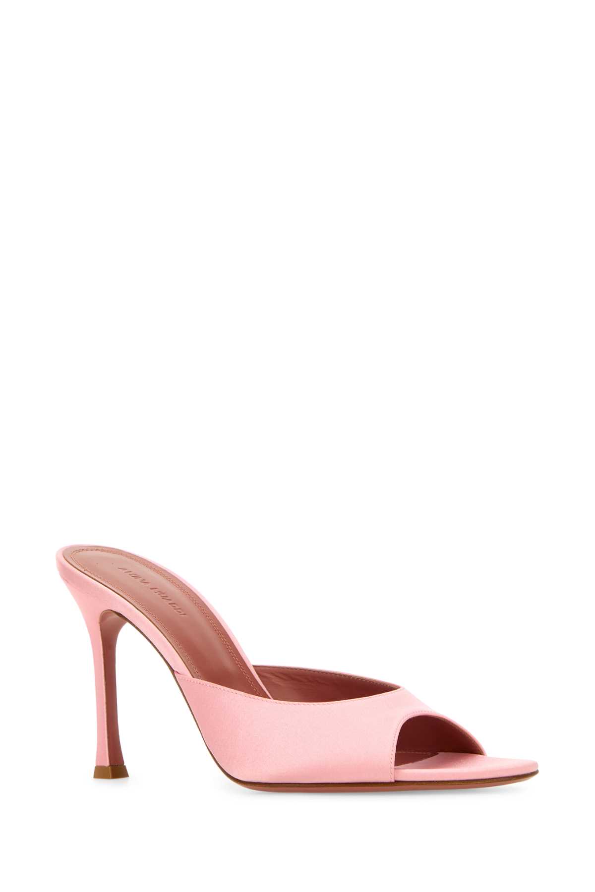 Pastel pink satin Alexa mules ALEXASLIPPER95BABYPINK (AMINA MUADDI / サンダル ) | AMINA MUADDI (アミナ モアディ)(1)
